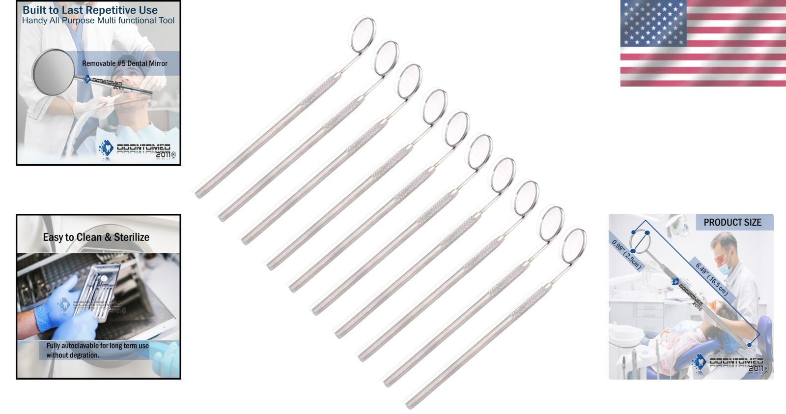 10-Pack Oral Health Dental Mirrors with 45-Degree Angle for Precision Care