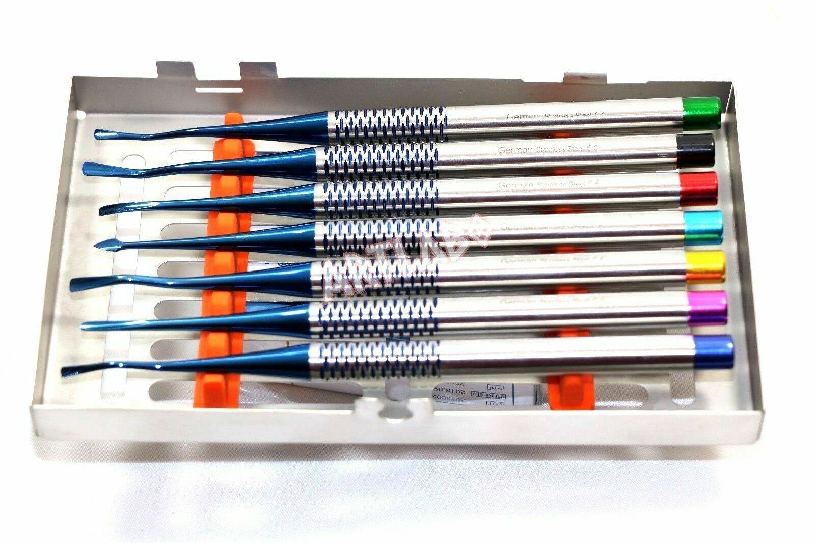 German Stainless Dental Elevator PDL Proximators/Luxating Set of 7 W/Cassette