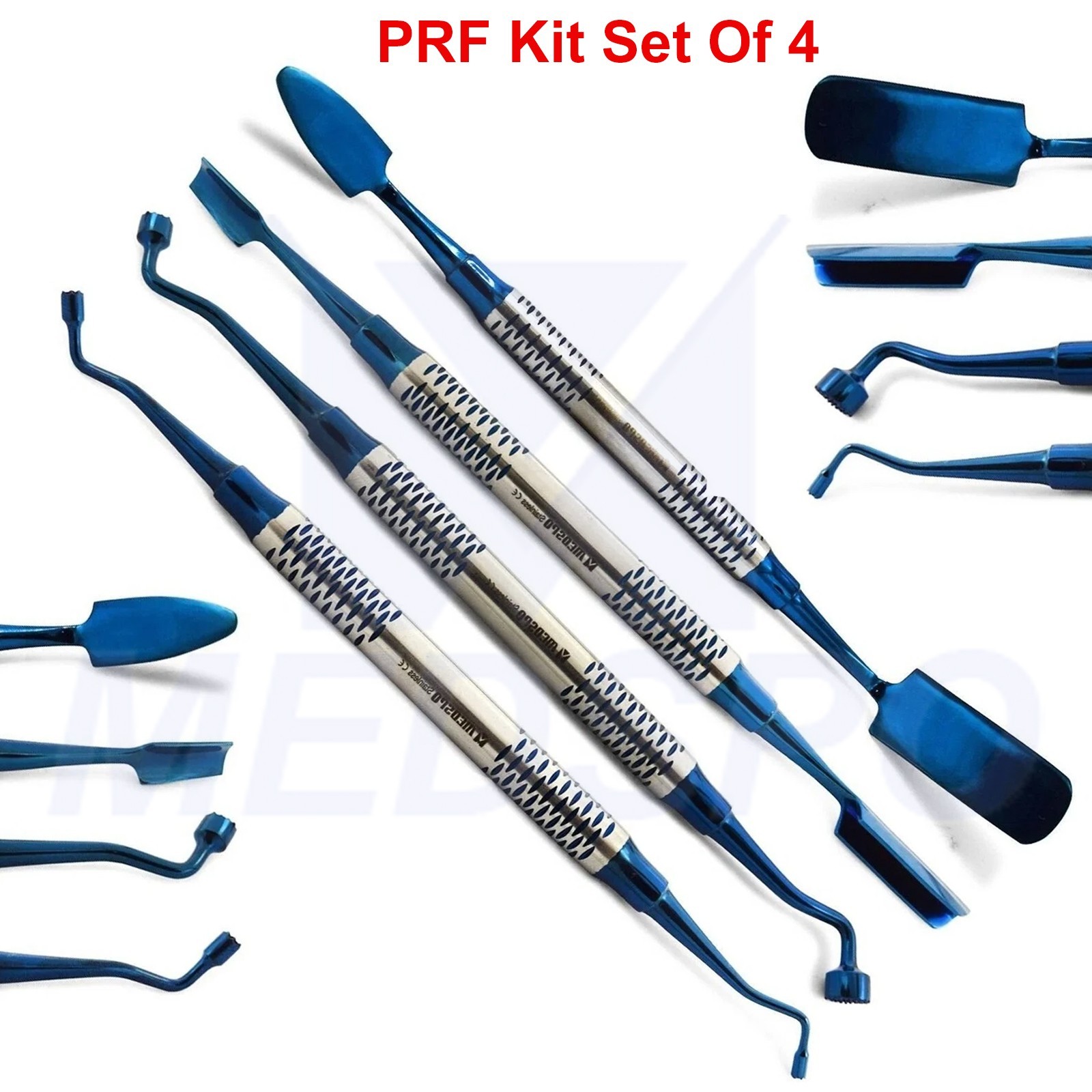 4 PCS Dental PRF Kit Surgical Implant Periosteal Elevators Curette Bone Plugger