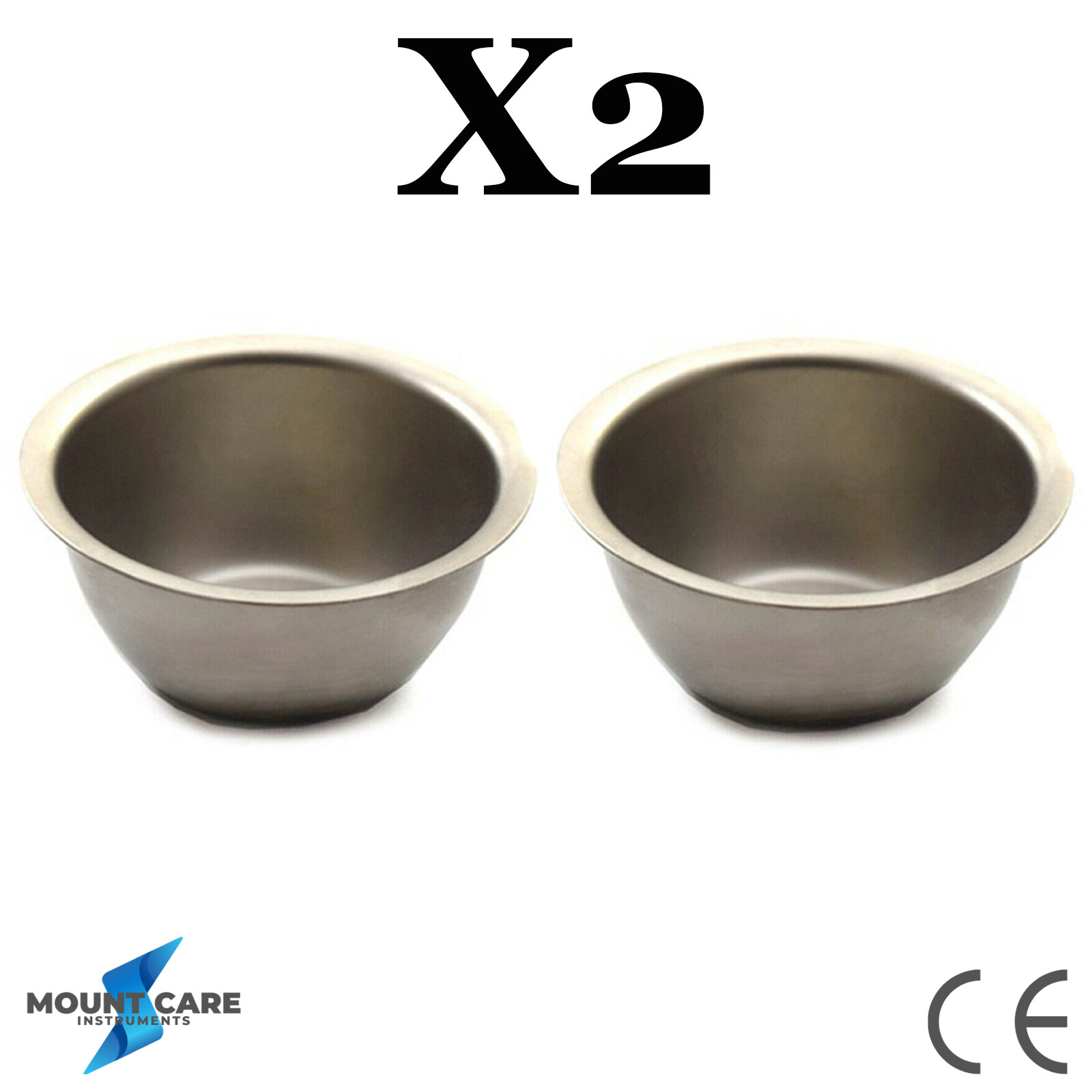 X2 Dental Surgical Implant Bone Mixing Bowl Small Stainless Steel 50x30mm Cup CE