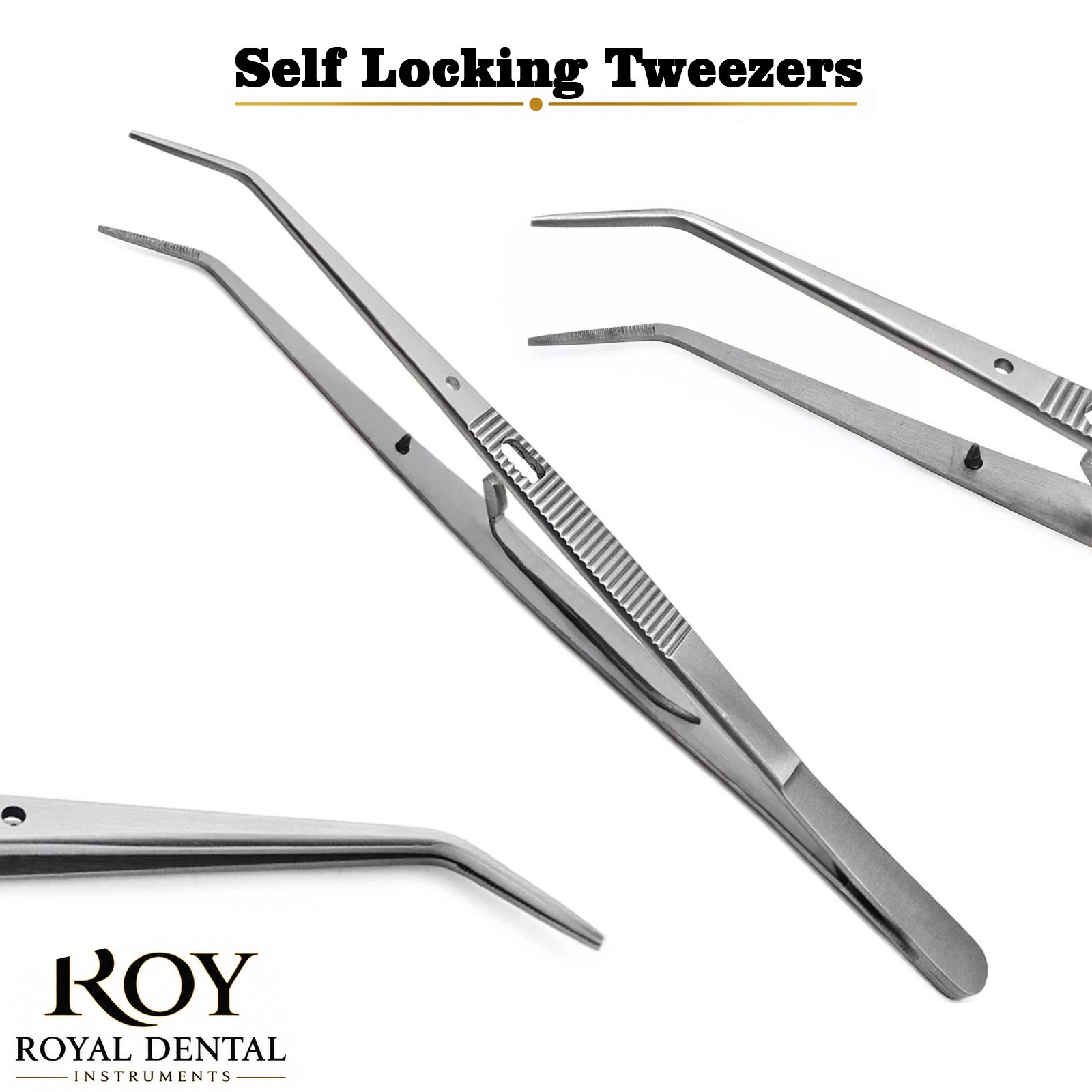 Dental Locking Tweezers Self Lock Cotton Dressing Forceps Surgical Medical Tool