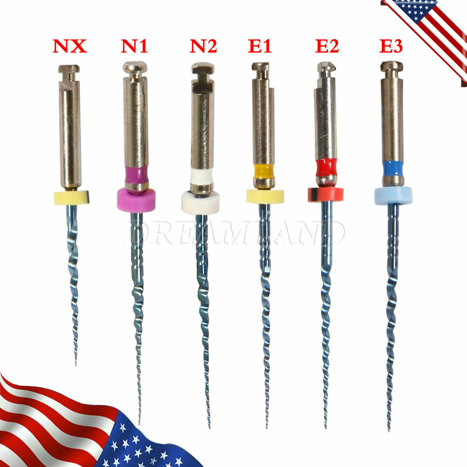 6pcs Tapered Tips Dent Endo Files Niti Rotary For Root Canal USA dm-r