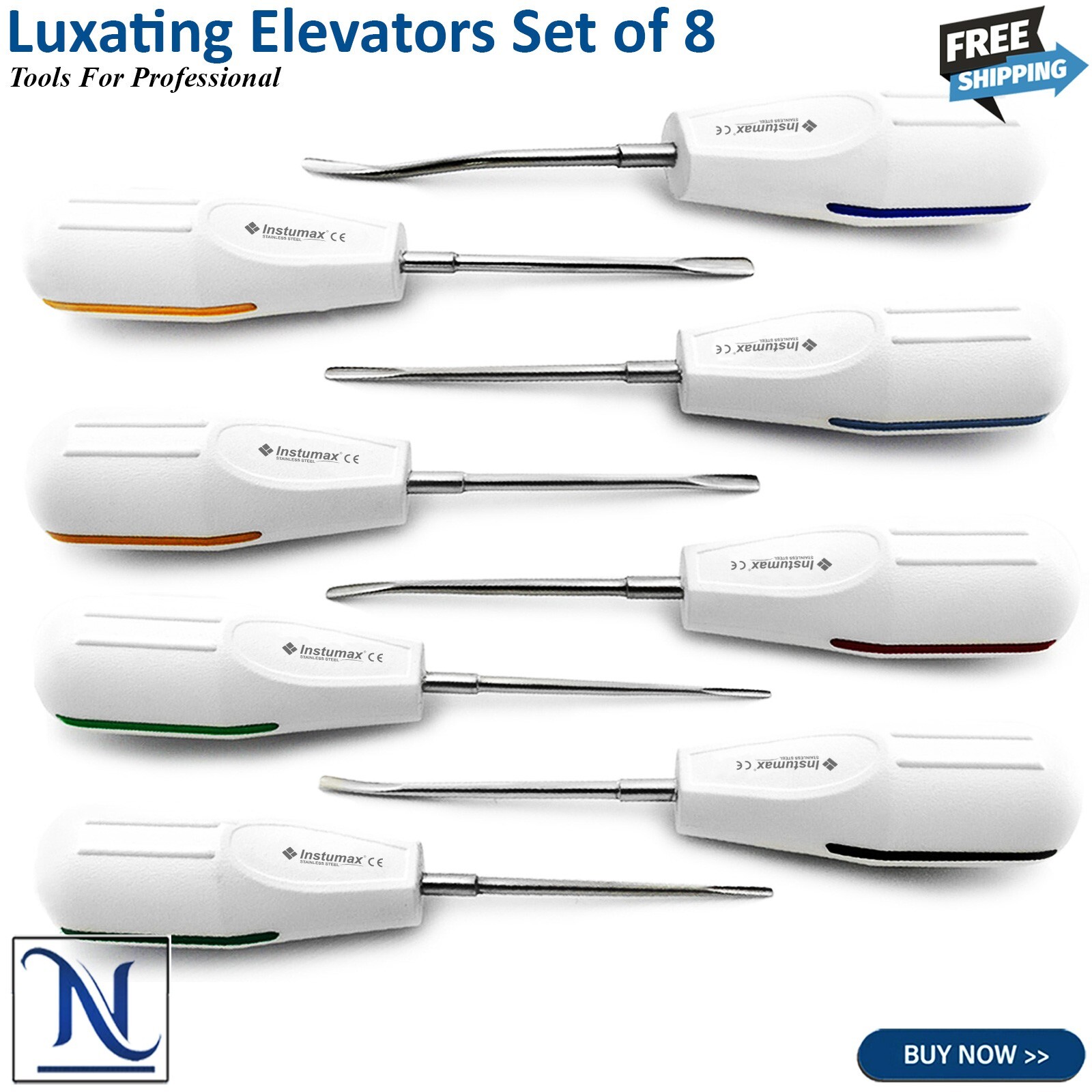 8 Pcs white Dental Root Elevators Oral Surgery PDL Luxating Tooth loosening