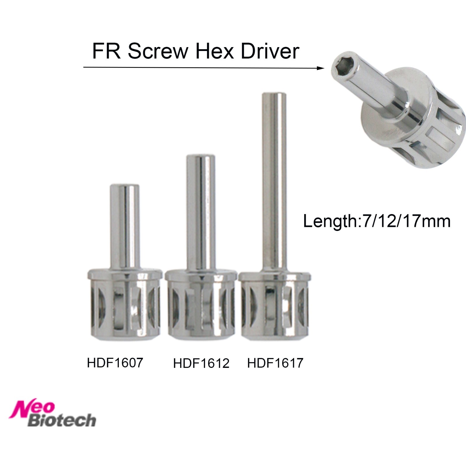 NeoBiotech FR Implant Fixture Remover Kit Compatible with Internal Hex Tools New