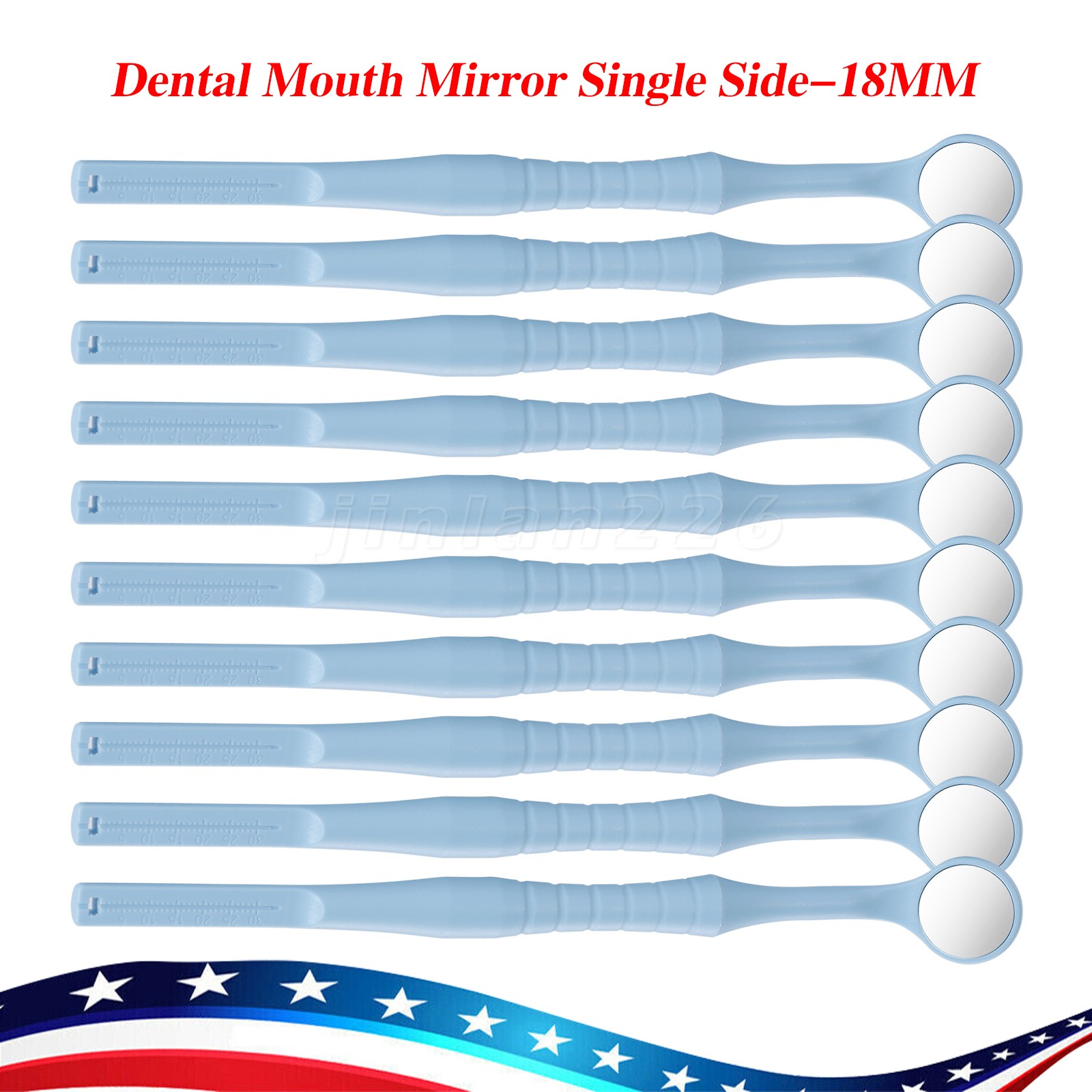 4*10pc Dental Mouth Mirror With Blue 18mm Single Side HANDLE Examination Tool