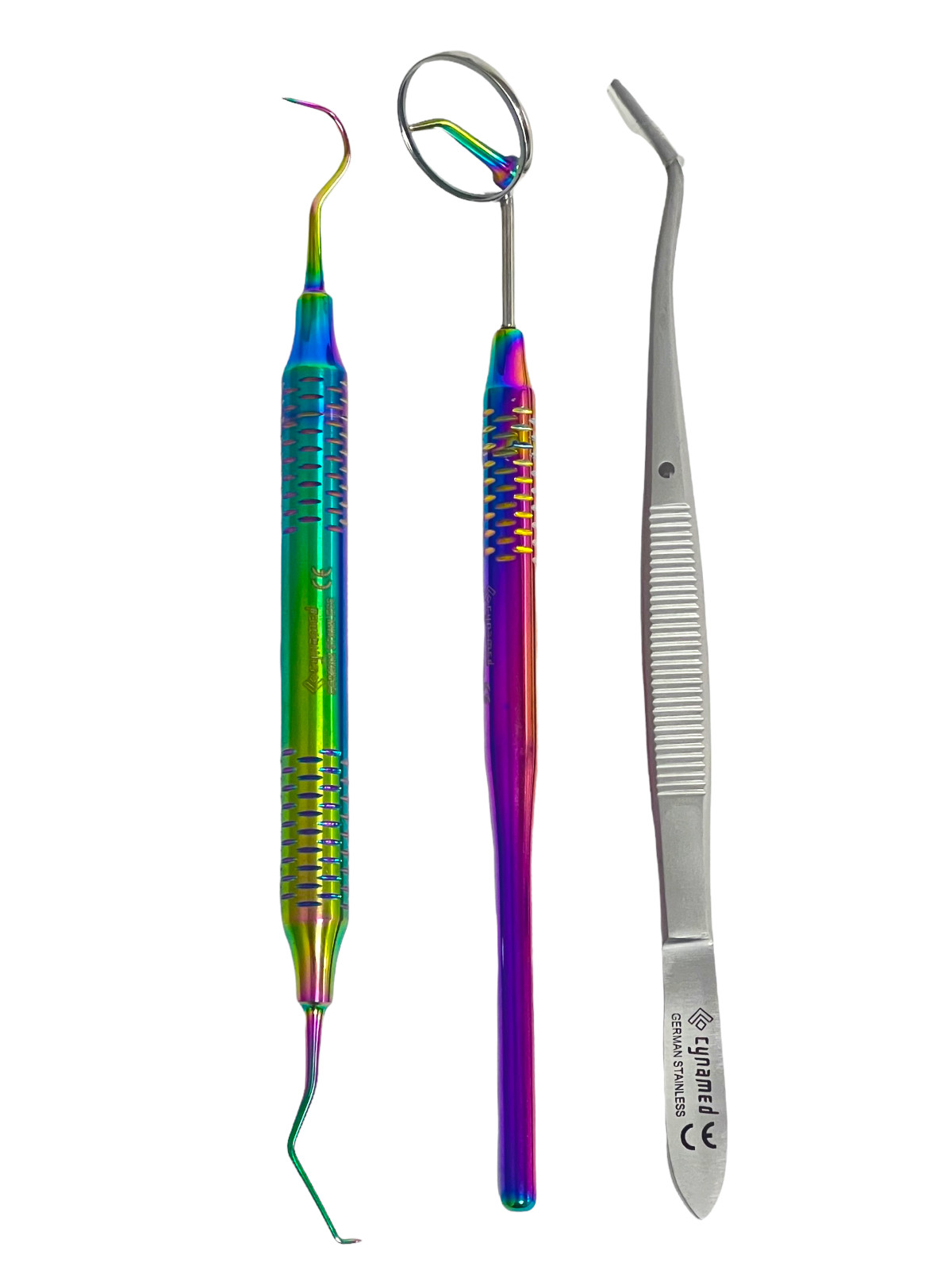 Premium German 3 Instruments Basic Dental Set Mirror Explorer College Plier Holo