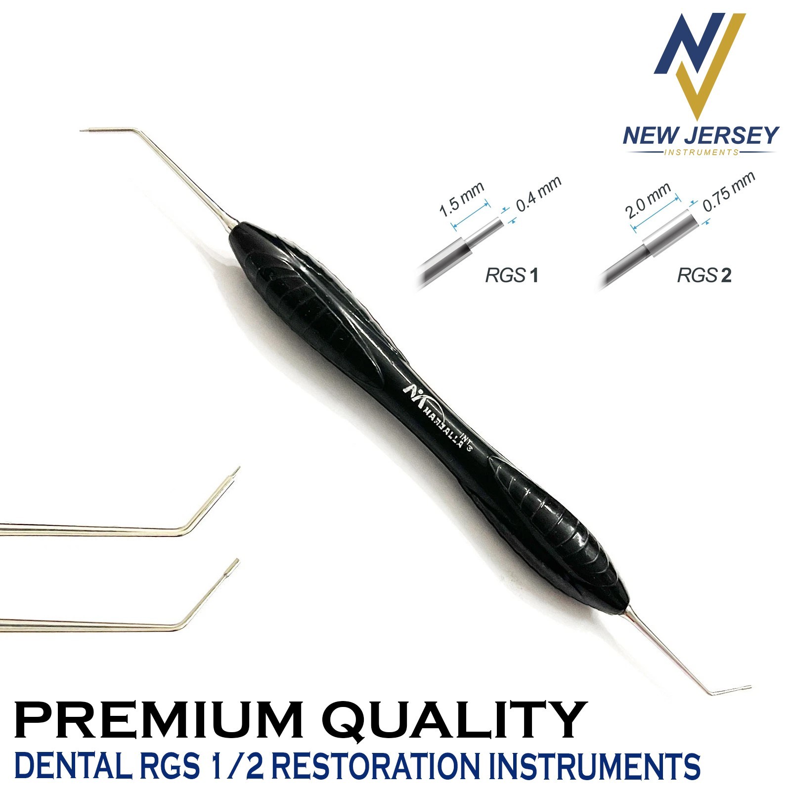 Dental Instrument RGS 1-2 / 3-4 Silicone Handle Depth Dimensions for Restoration