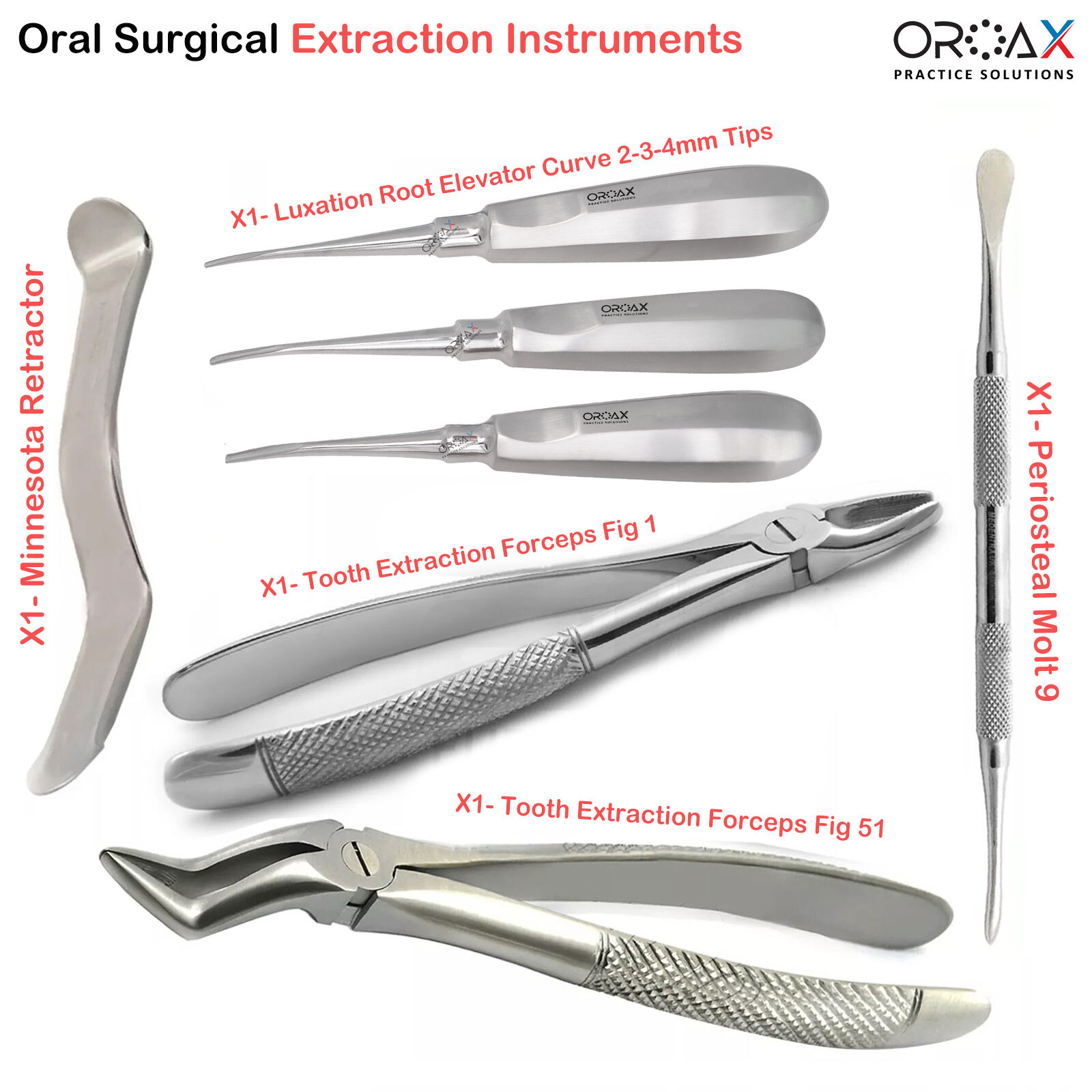 Oral Surgery Teeth Forceps Luxation Root Dental Surgical Extraction Elevators