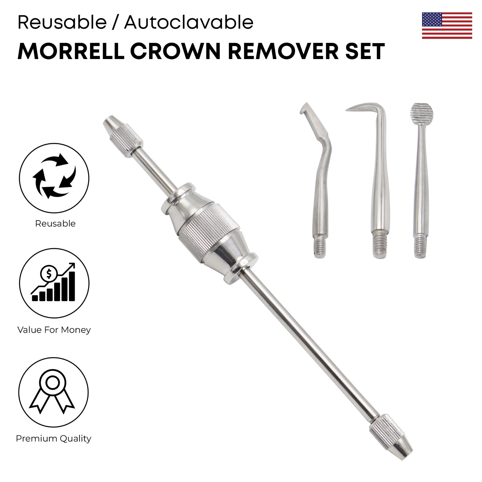 Morrell Crown Remover Set Stainless German Grade Dental Surgical Instruments