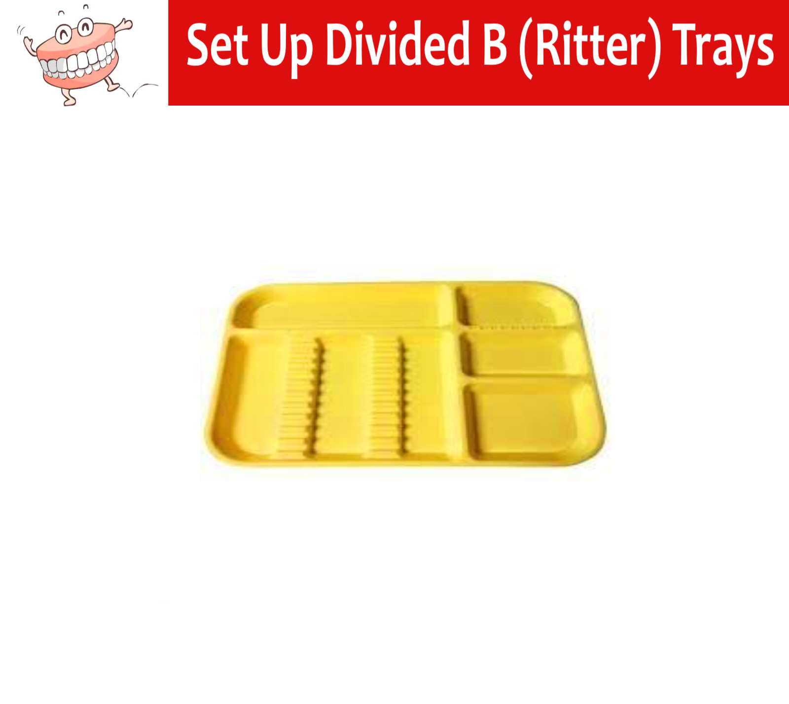 Dental Procedure Set-Up Trays Divided B (Ritter) 13½” x 9⅝” x ⅞”, Autoclave Tray