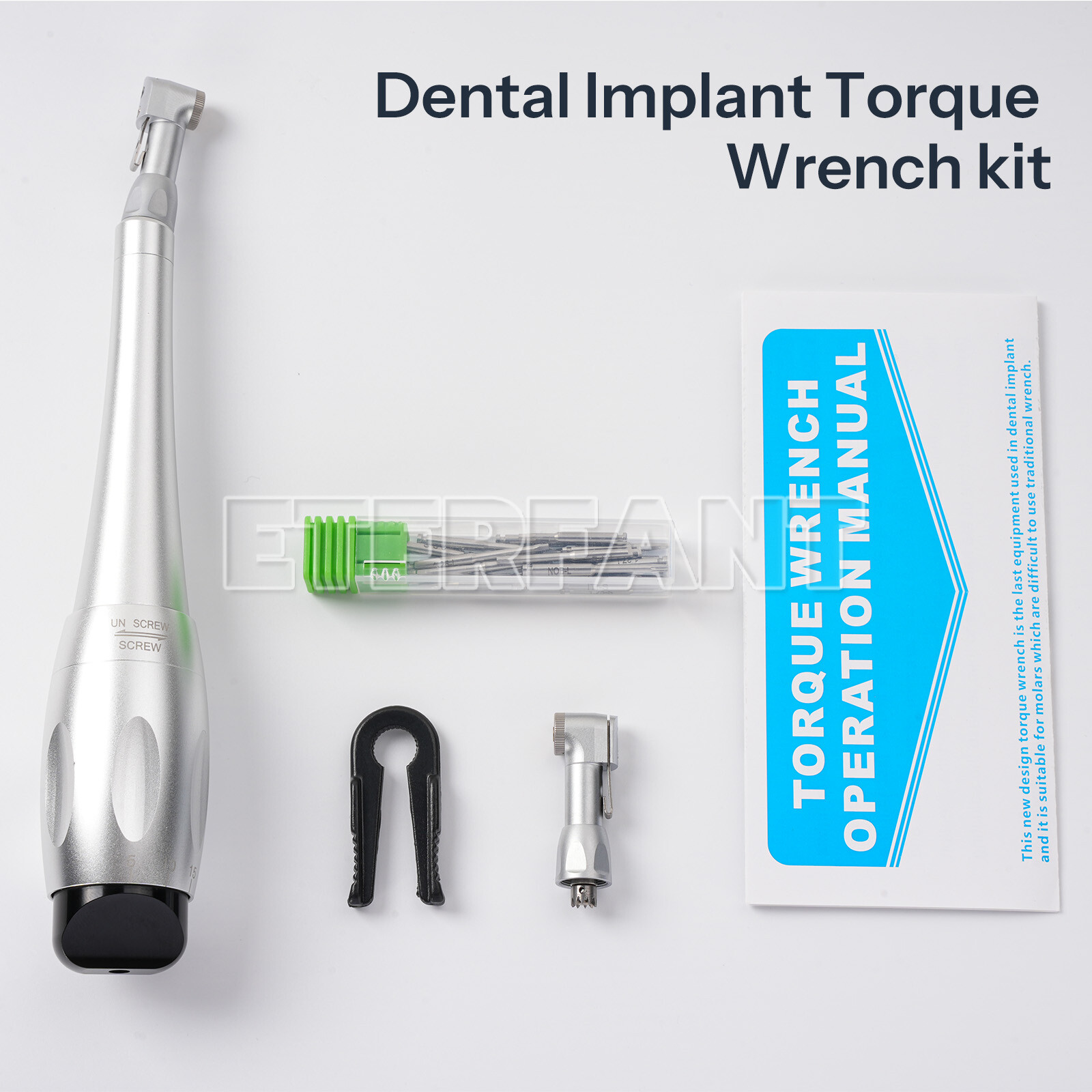 Dental Universal Implant Kit Torque Wrench Contra Angle &16pcs Drivers Silver