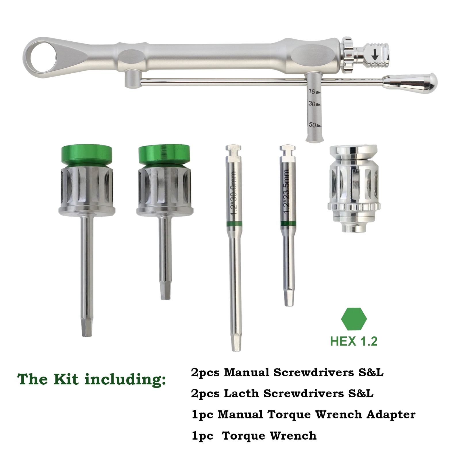 Implant 3i Megagen Drivers Hex 1.2mm Screwdriver Manual Torque Wrench Adapter