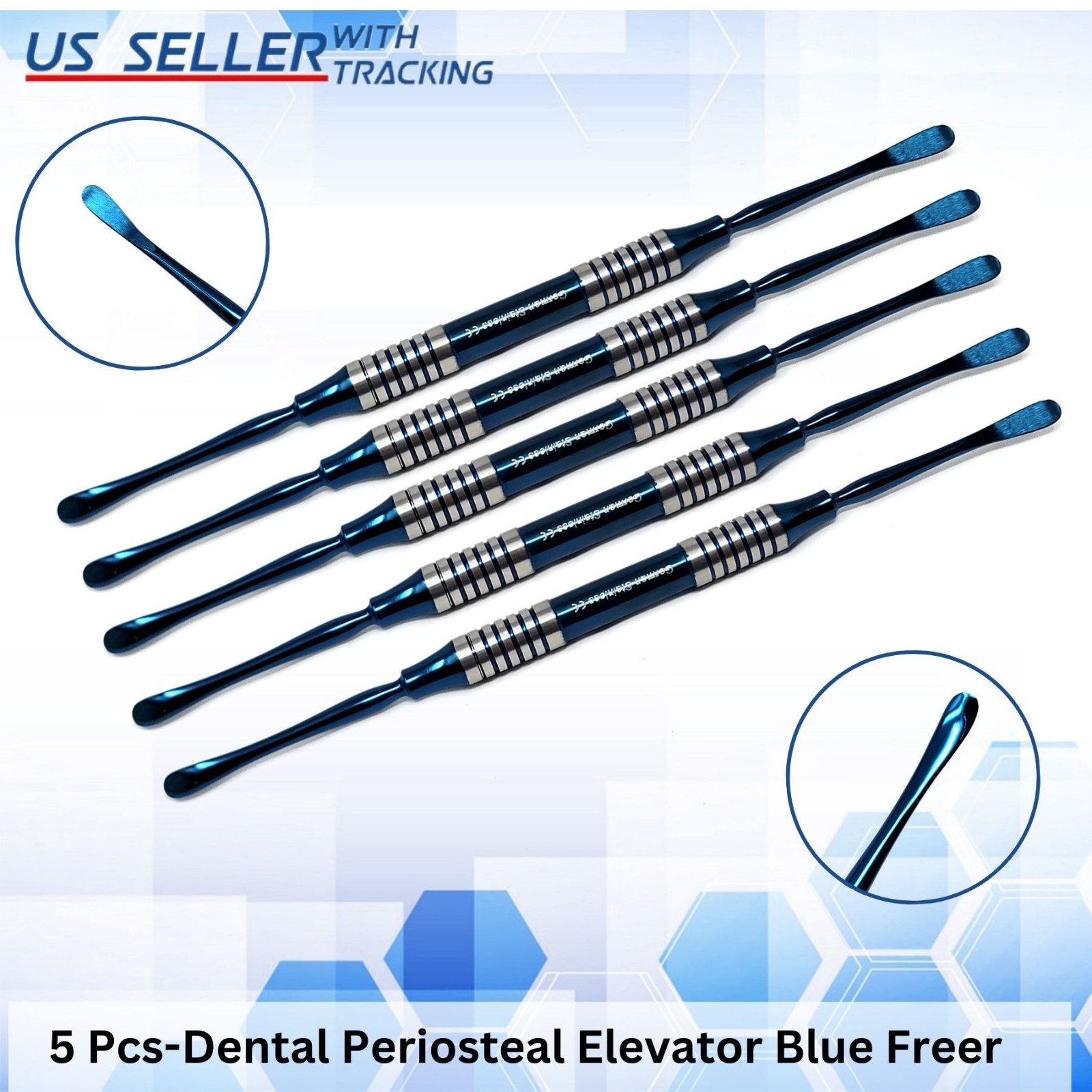 Dental Periosteal Elevator Blue Freer 5 Pcs Hollow Handle Oral Surgery Set