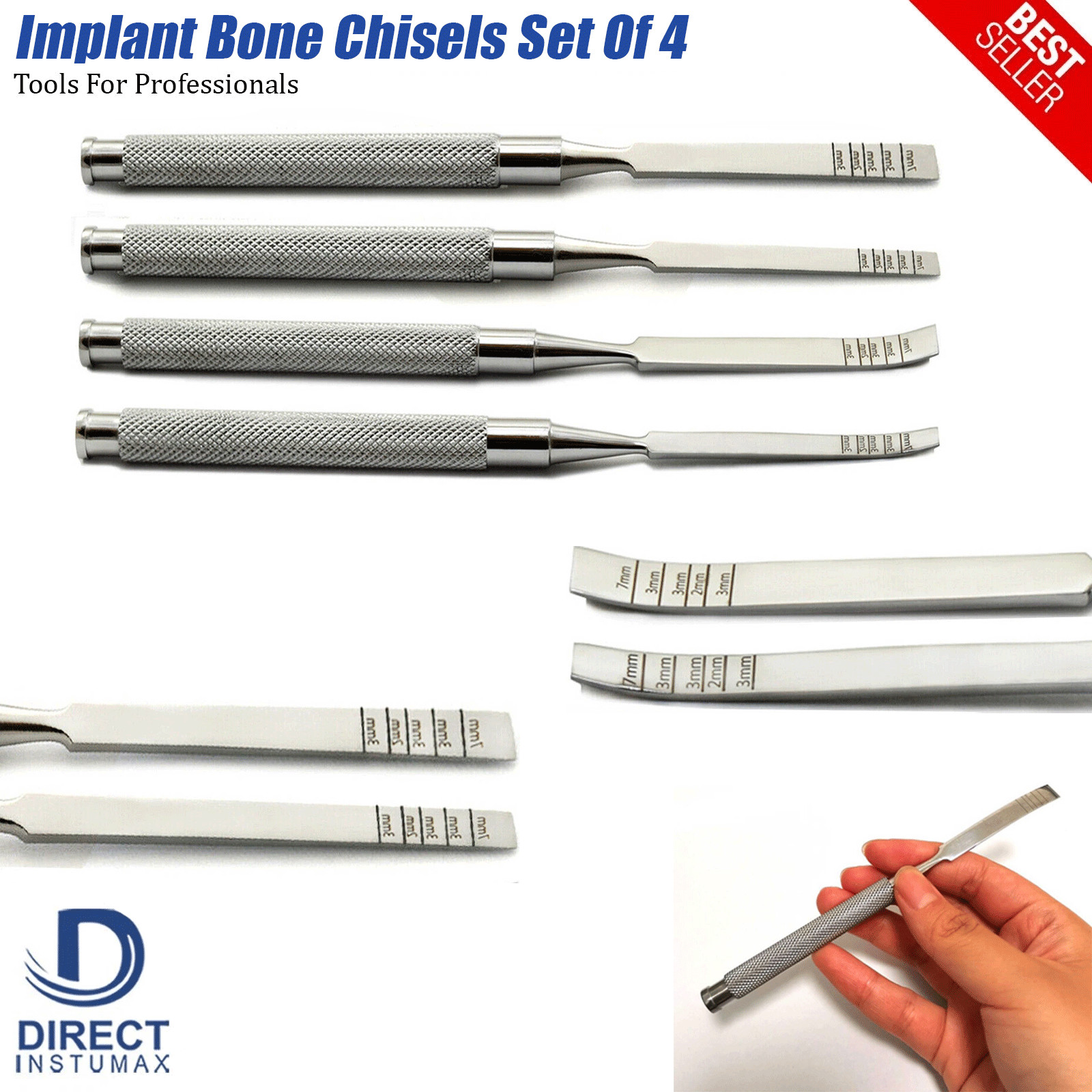 Surgical Dental Chisel Set 4pcs Bone Splitting Extraction Instruments
