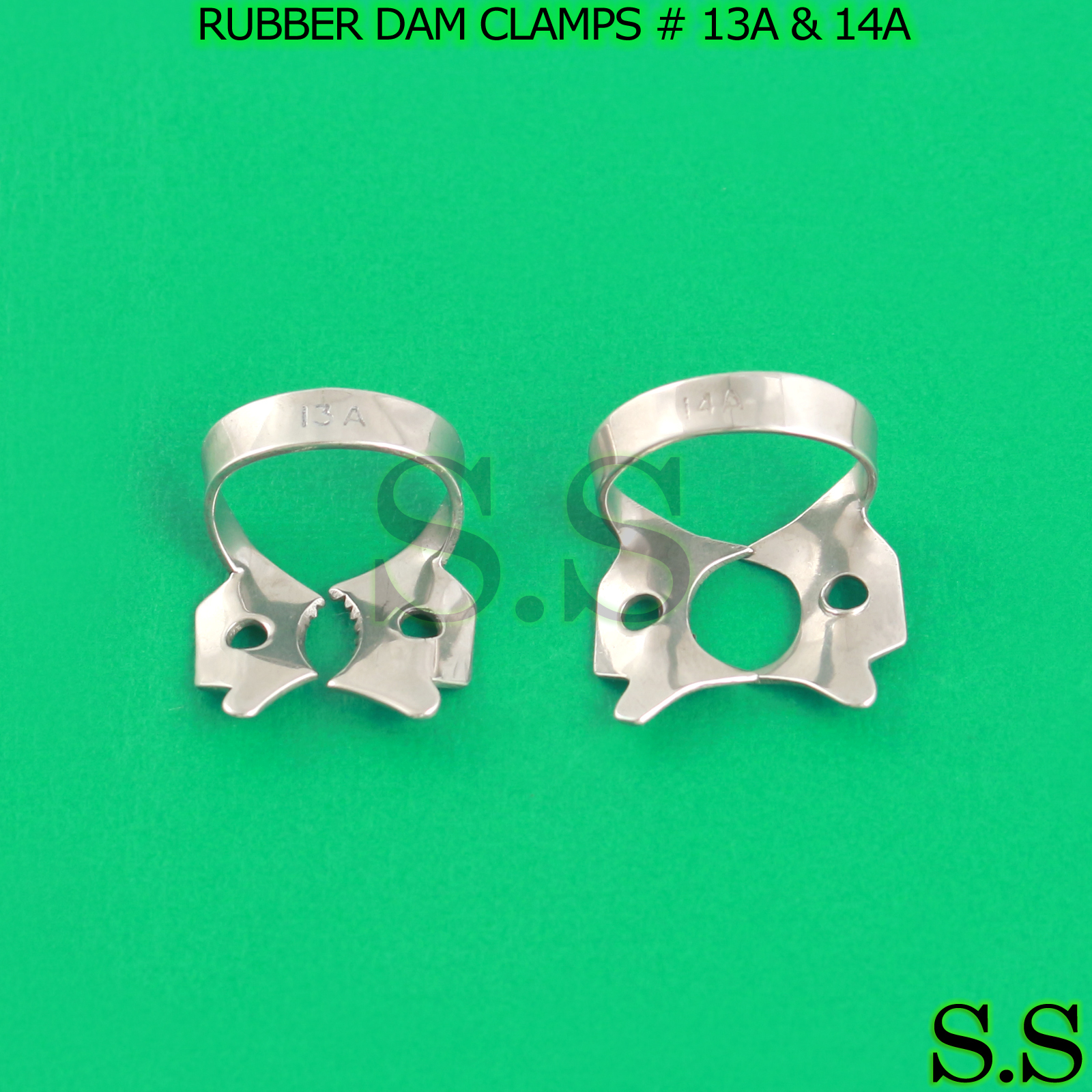 4 ENDODONTIC RUBBER DAM CLAMPS # 13A & # 14A Dental Instruments