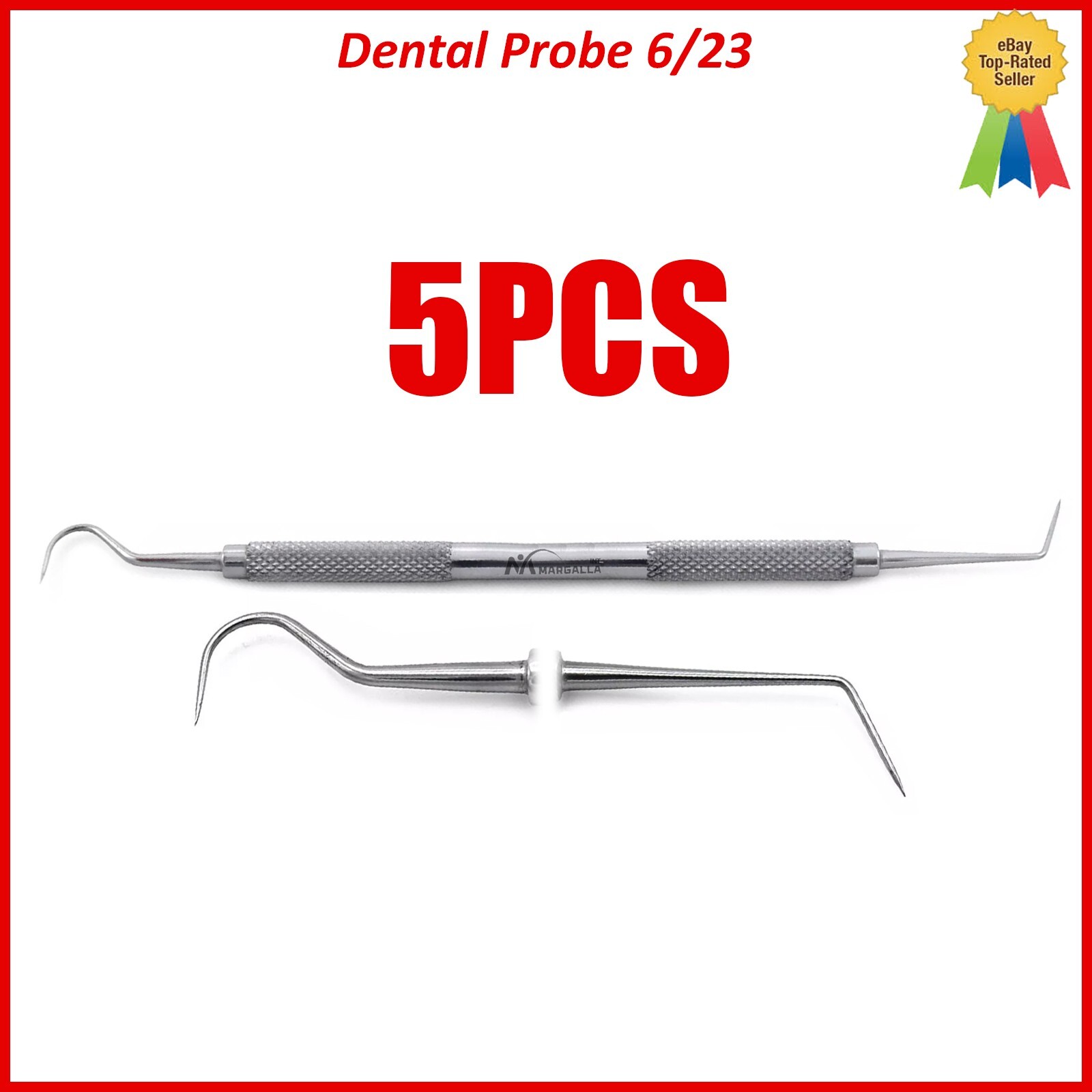 Dental Probe 6/23 Dental Examination Dentist Pick Tools Double Ended 5Pcs