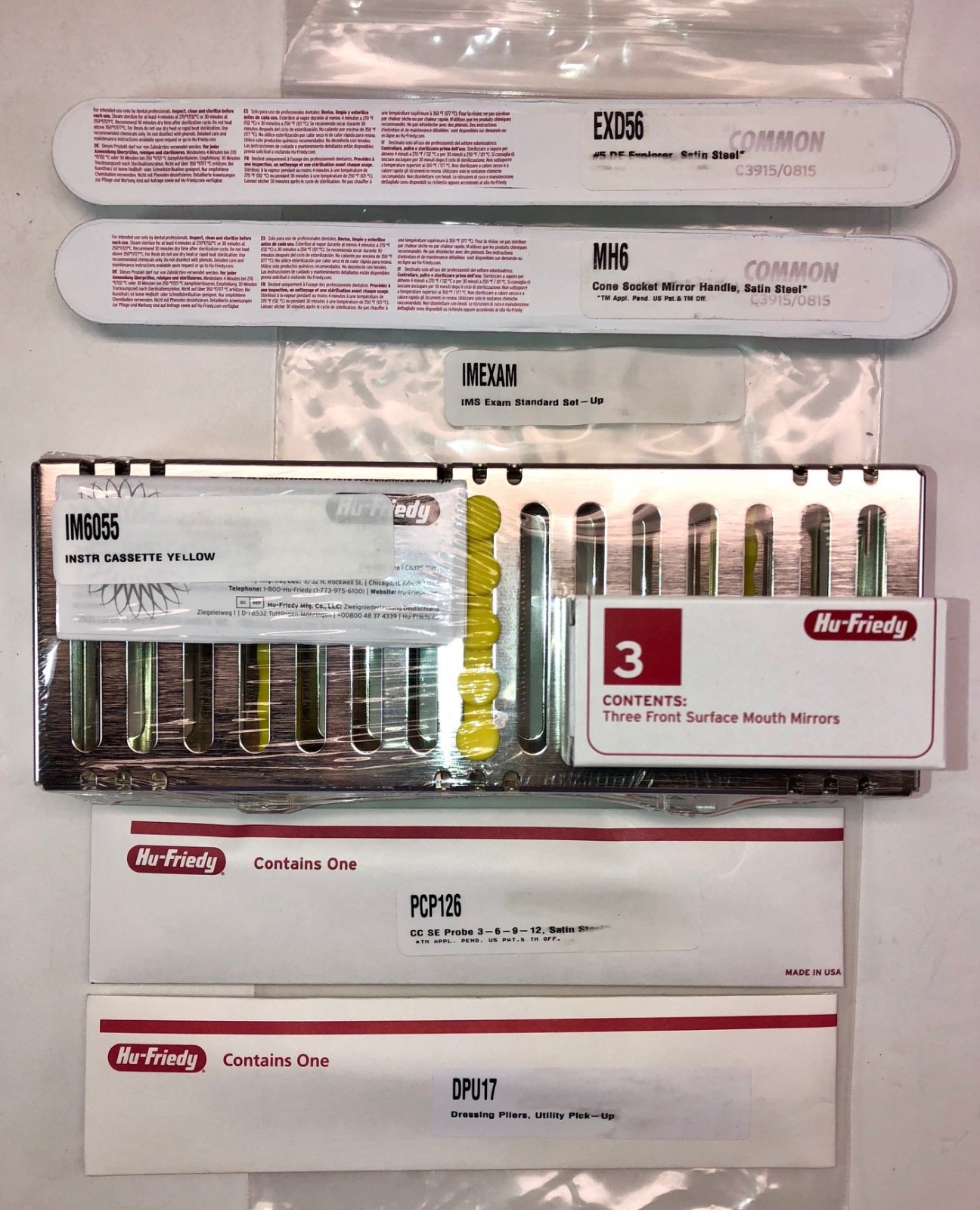 Dental Exam Set Up Kit 5 Instruments + Cassette IMEXAM HU FRIEDY