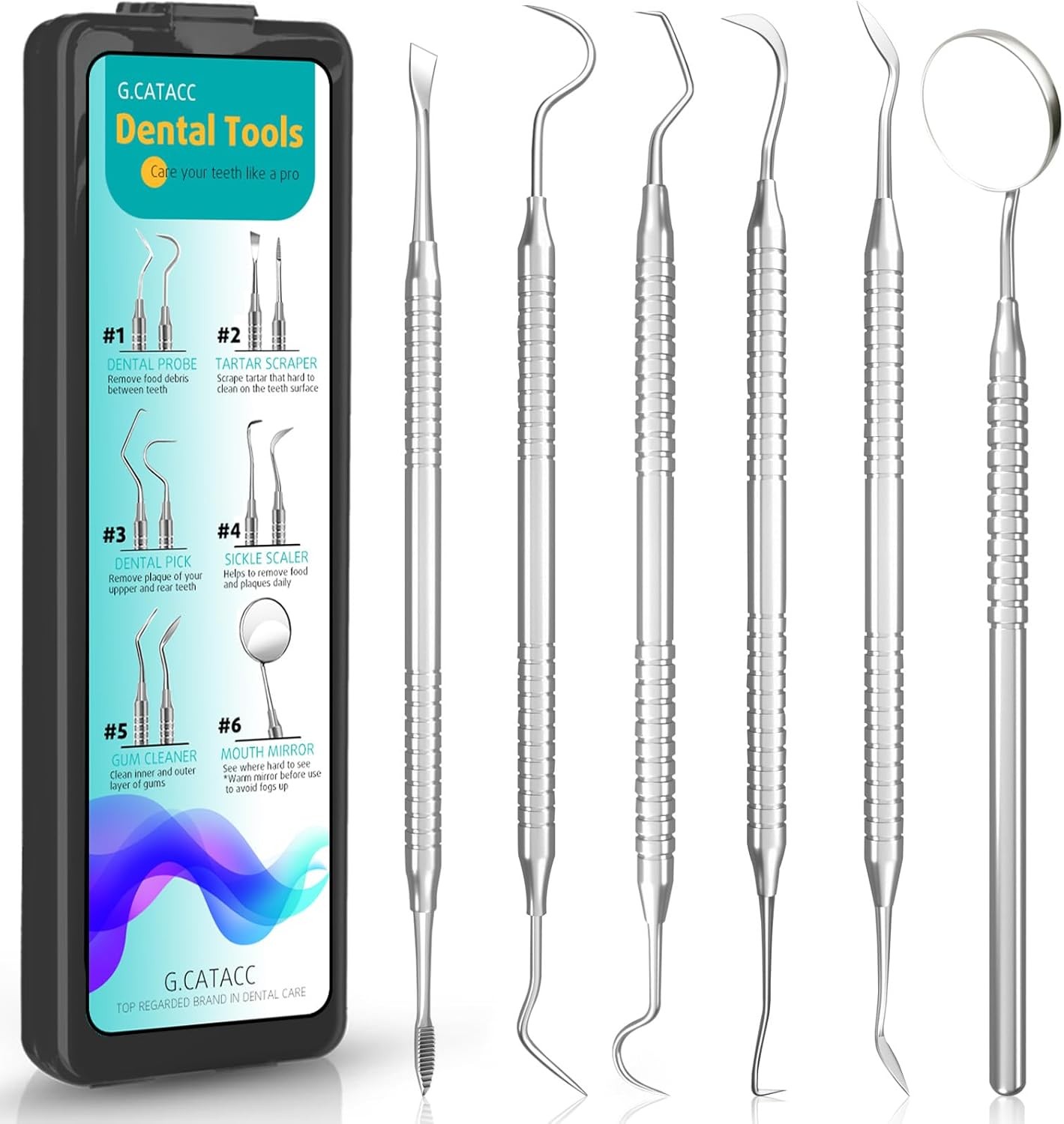 Dental Tools, Dental Pick for Teeth Cleaning, Stainless Steel Hygiene Kit with T