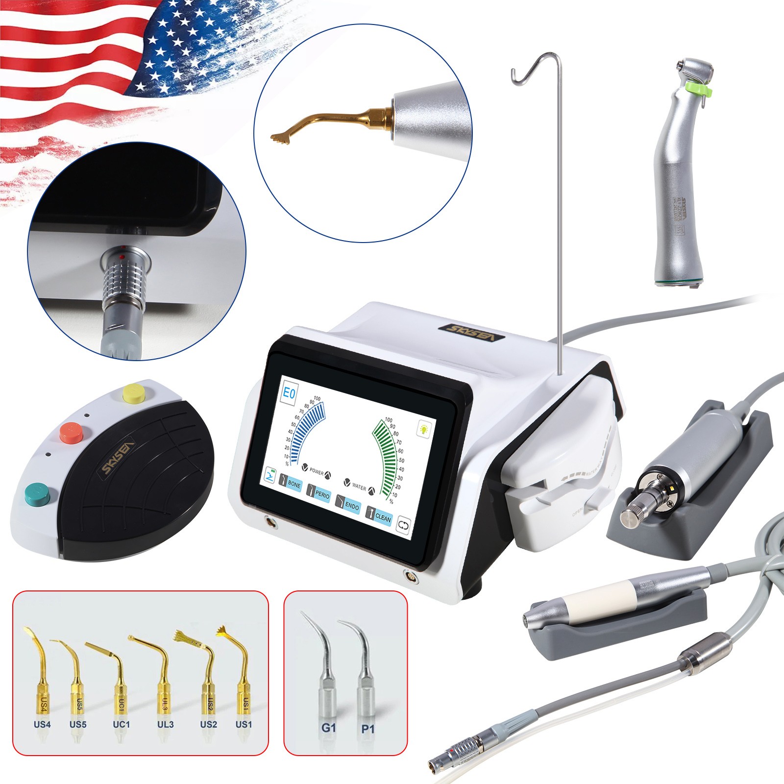 Implant Motor+Surgery Piezo Bone Surgery +LED Handpiece Dental Woodpeck Style
