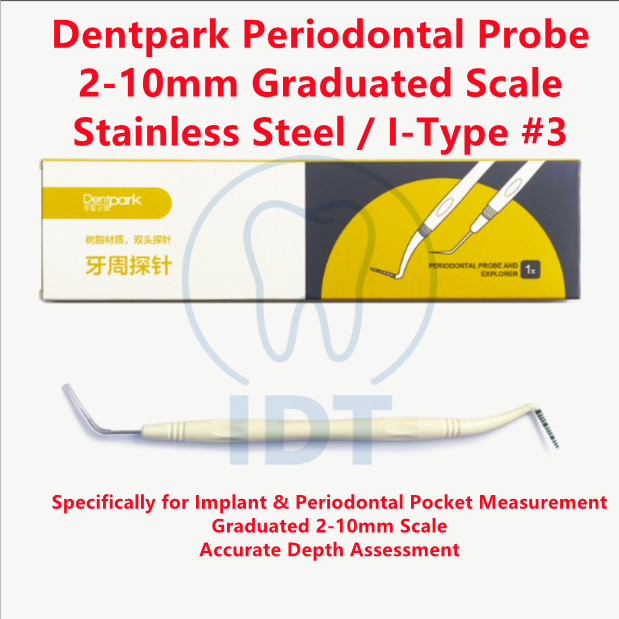 Dentpark Periodontal Probe 2-10mm Graduated Resin Dental Implant Probe I-Type