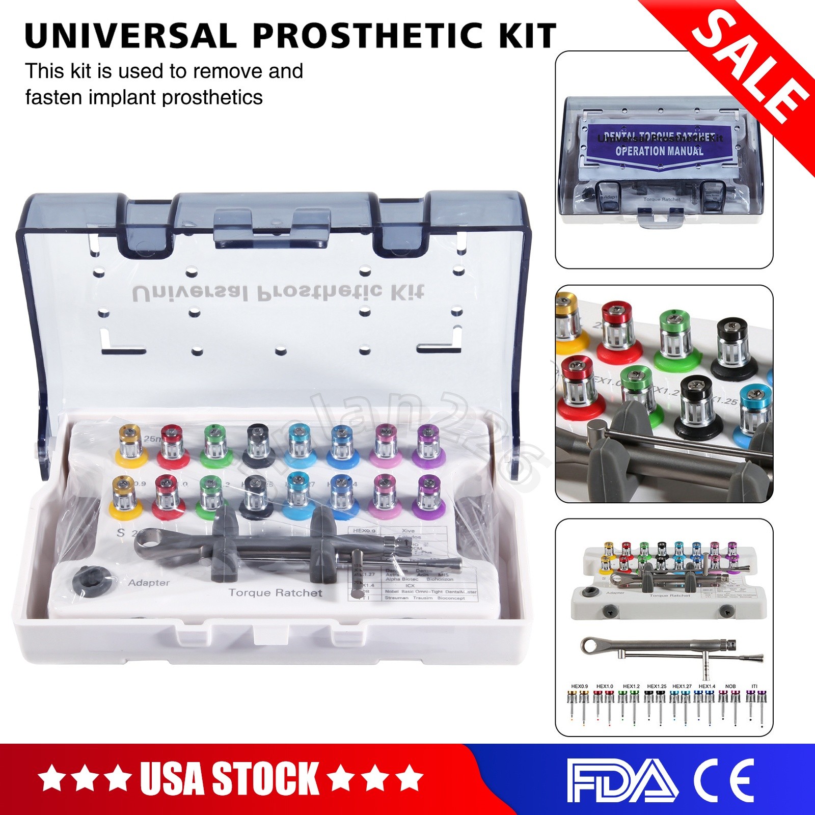Universal Implant Abutment Prosthetic Kit Ratchet General Box for Dental