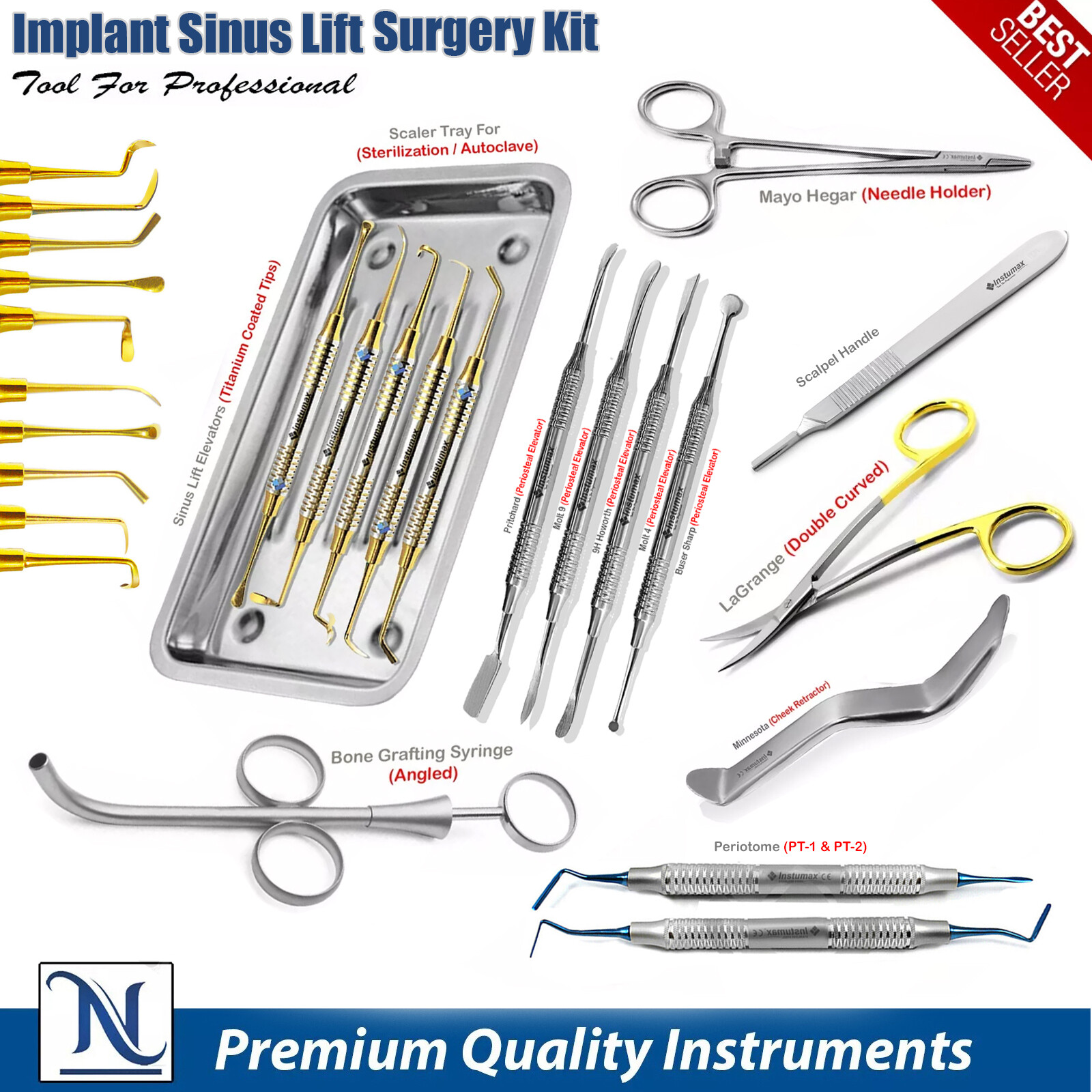 Sinus Lifting Instrument Elevators Bone Graft Periosteal Implant Dental Surgical