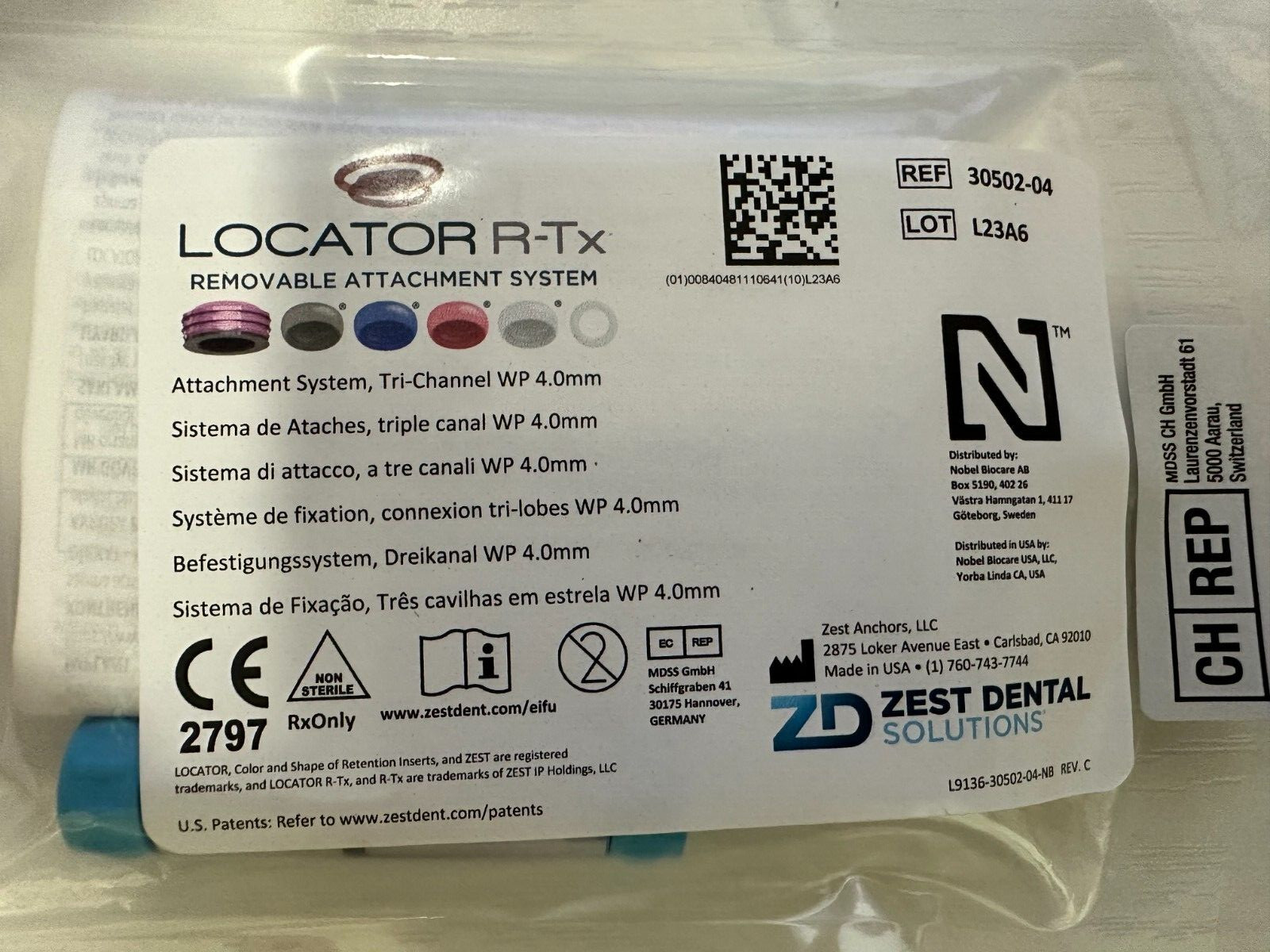 WP 4.0mm Locator R-Tx Removable Attachment System Tri-Channel