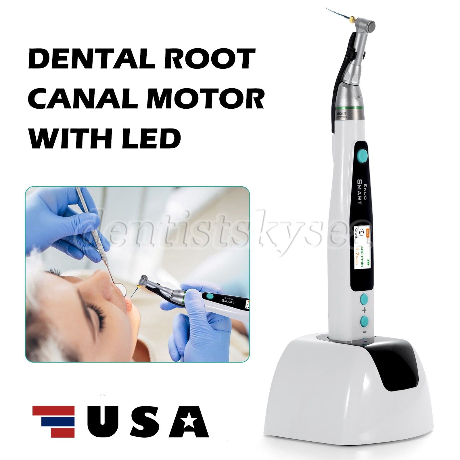 ST-NEW Endodoncia Endo Motor 16:1 Contra Ángulo LED Cabeza de Piez INALÁMBRICO A