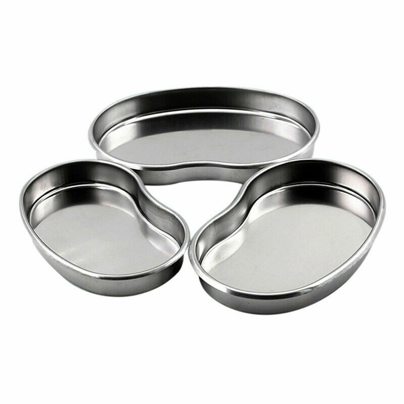 3 PCS Dental Stainless Steel Surgical Kidney Tray Bowl Dish Medical Instruments