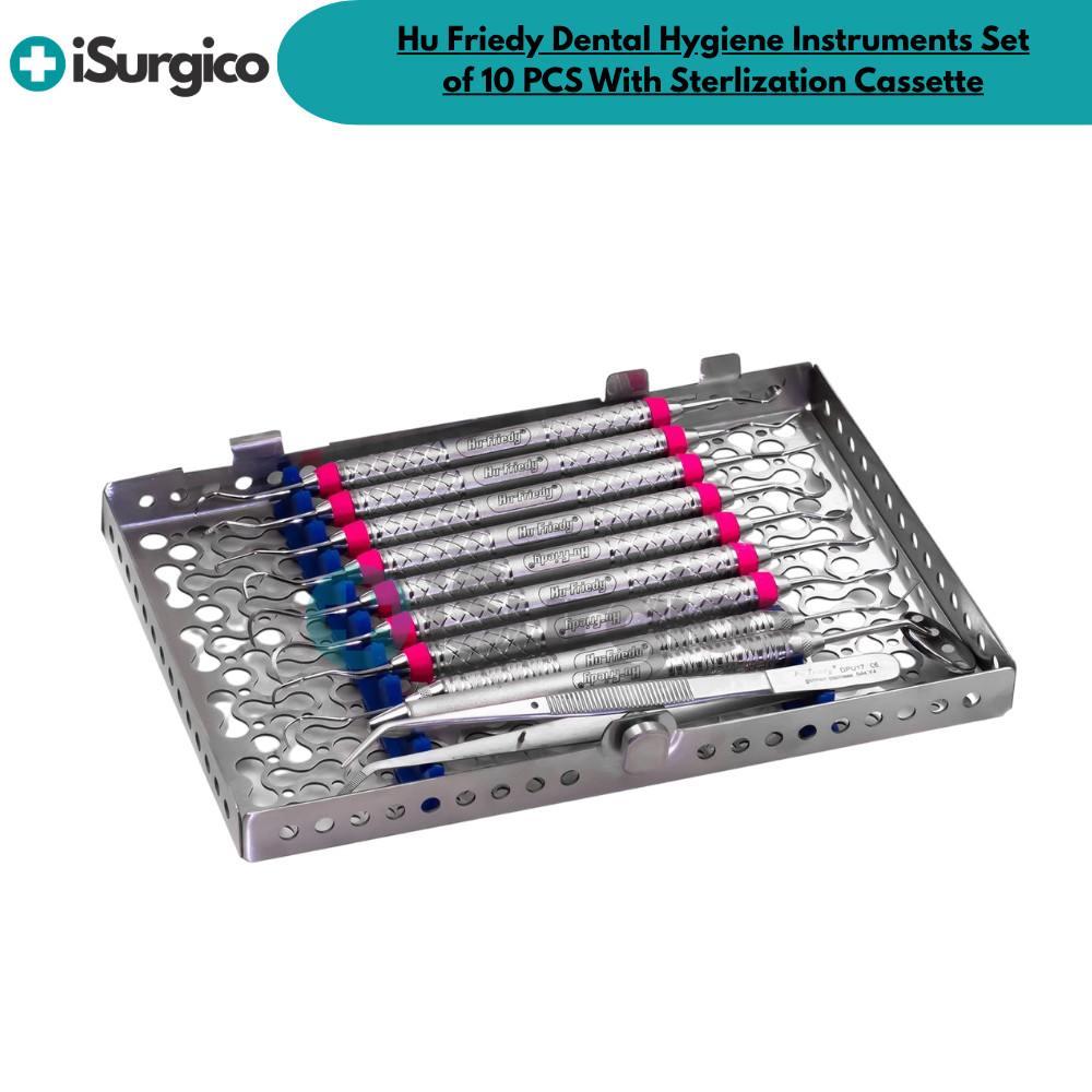 Hu Friedy Dental Hygiene Instruments Set of 10 PCS With Sterlization Cassette