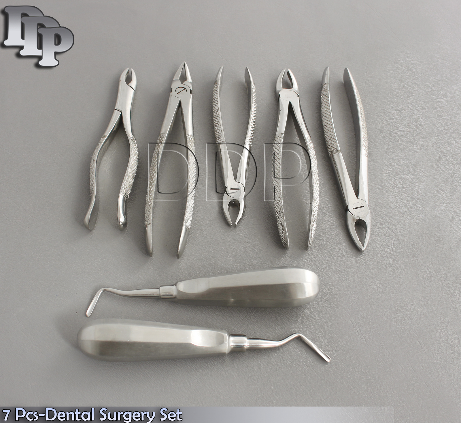 7 Pcs-Dental Surgery Extracting Forceps Elevators Instruments Set Kit DN-481