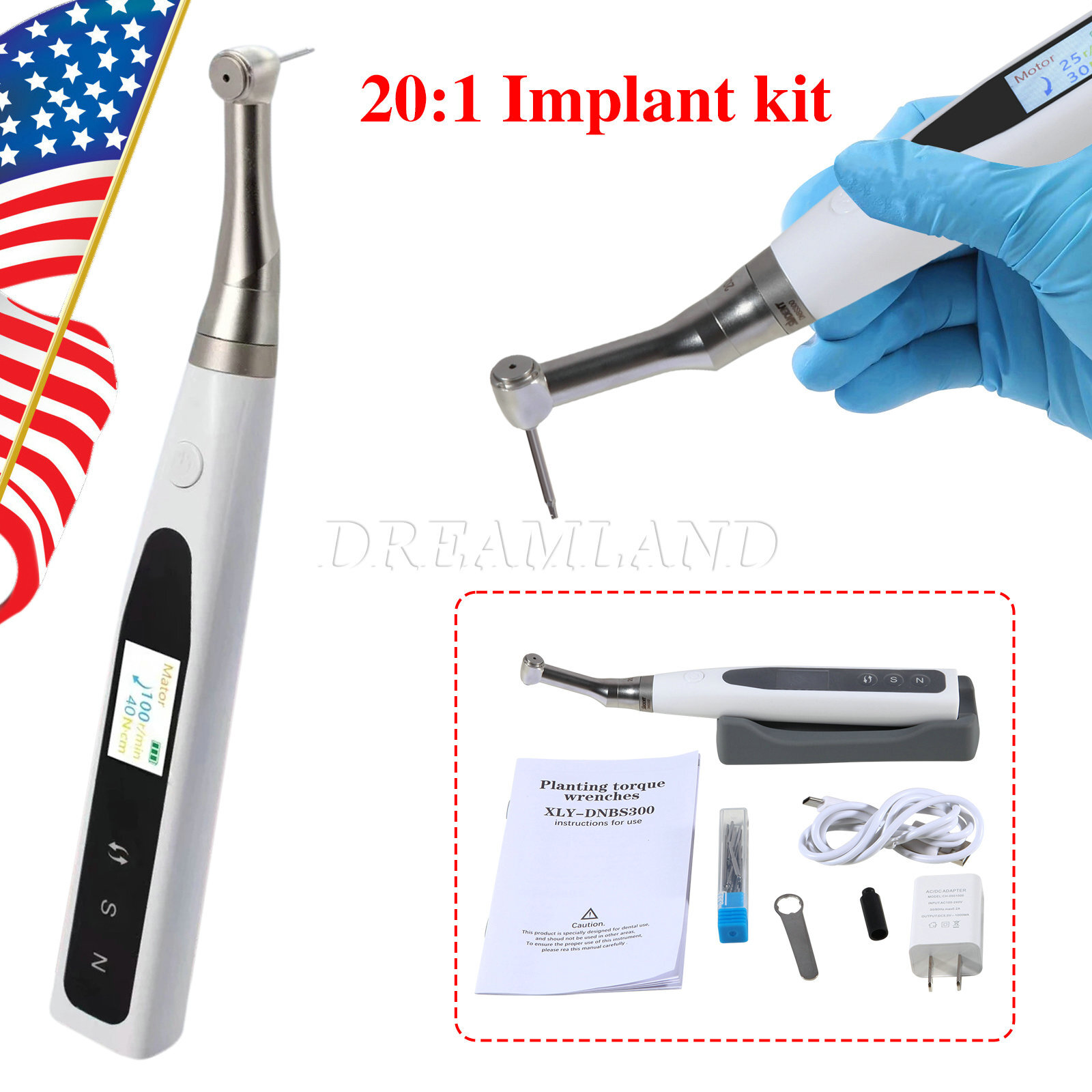 Dental 360° Rotate Implant Electric Torque Wrench Tool Drivers Sterilizable