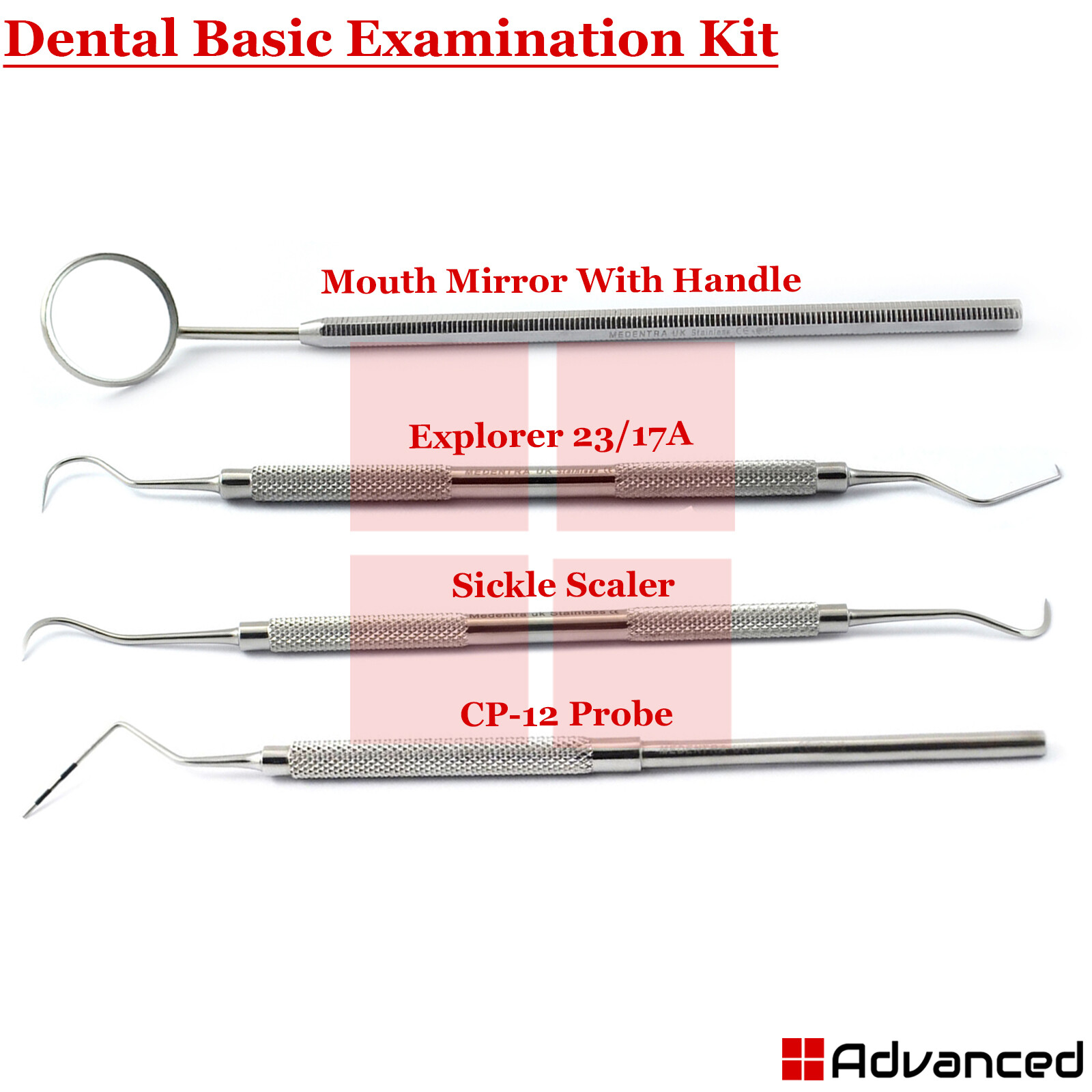 Dental Examination Diagnostic Tools Kit Periodontal Pocket Depth Probes Explorer