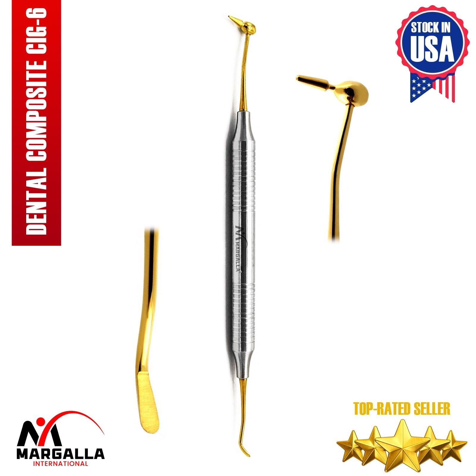 Dental Composite Filling Instrument CIG-6 Titanium Gold Coated Stainless Steel
