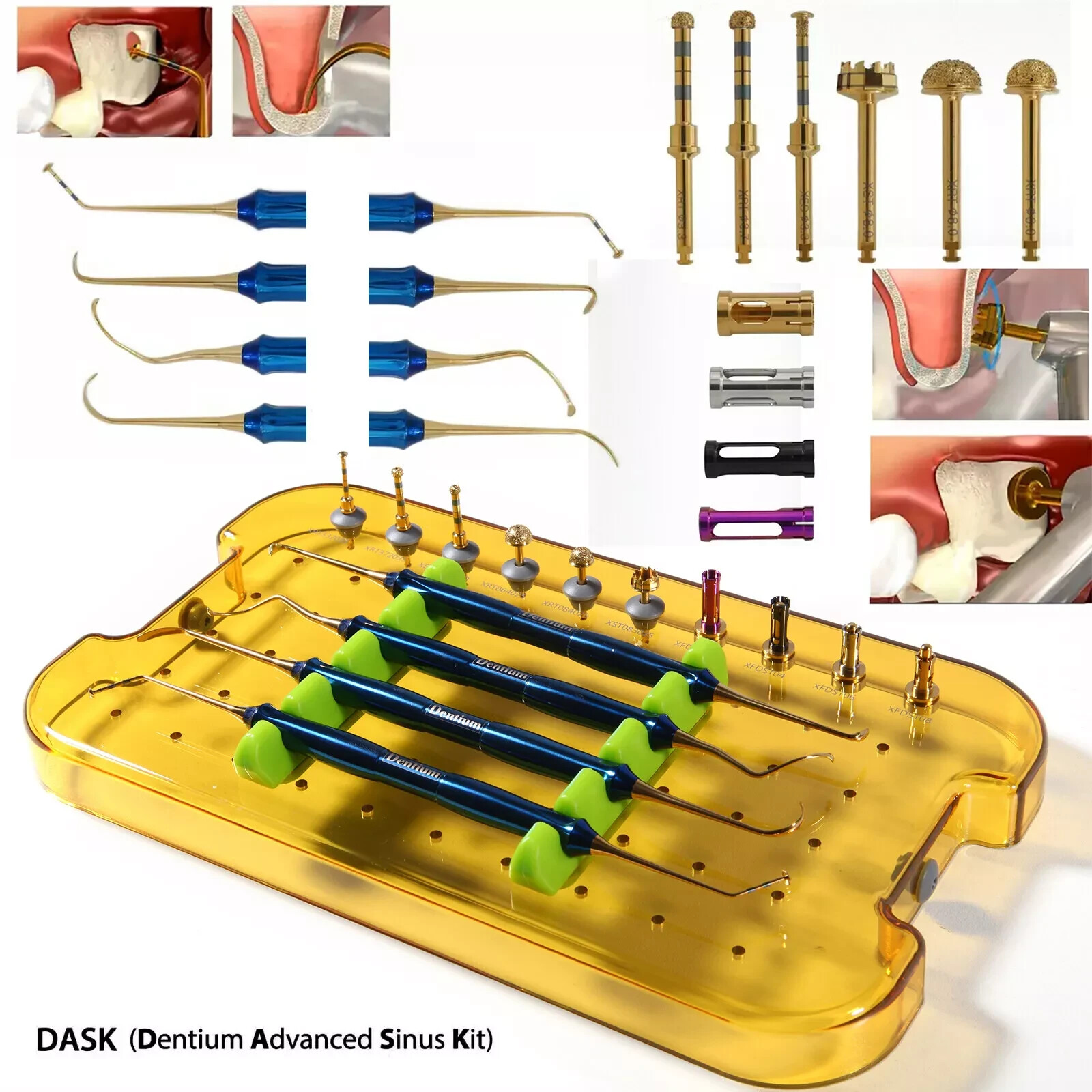 US DASK Dental Sinus Implant Elevation Drill Stopper Hand Instrument Kit +Box po