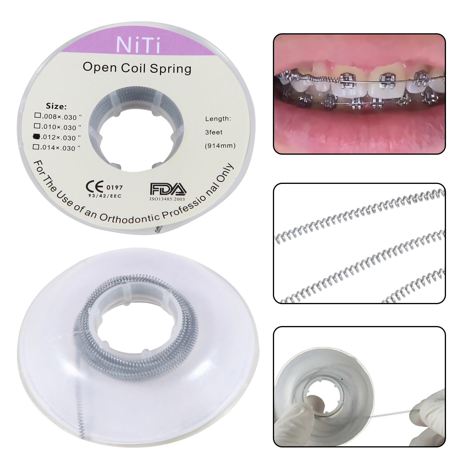 Dental Orthodontic Niti Open Coil Spring Spool .012 Inch 914mm MD