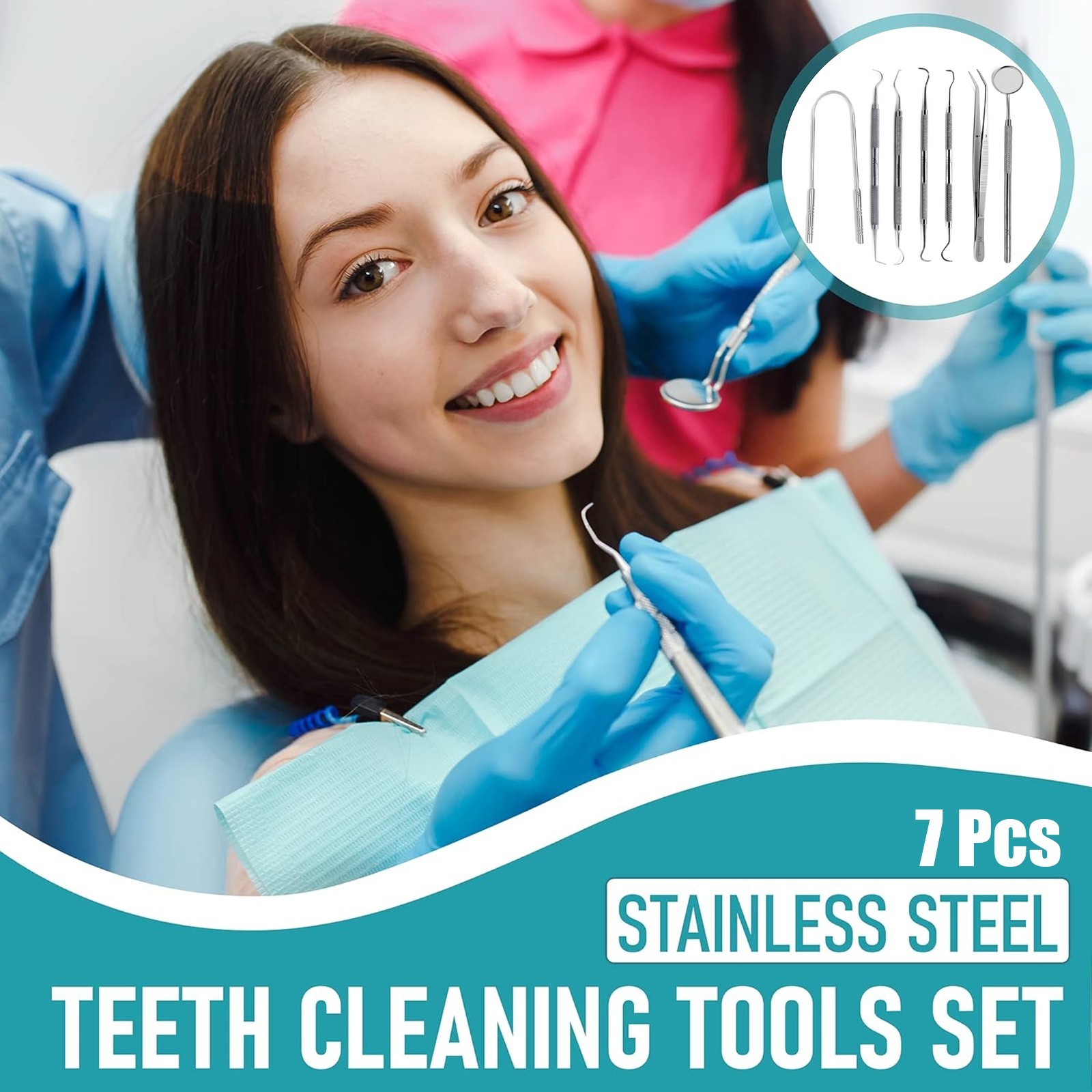 7 Pcs Basic Dental Exam Remover Kit, Oral Examination Set Stainless Steel