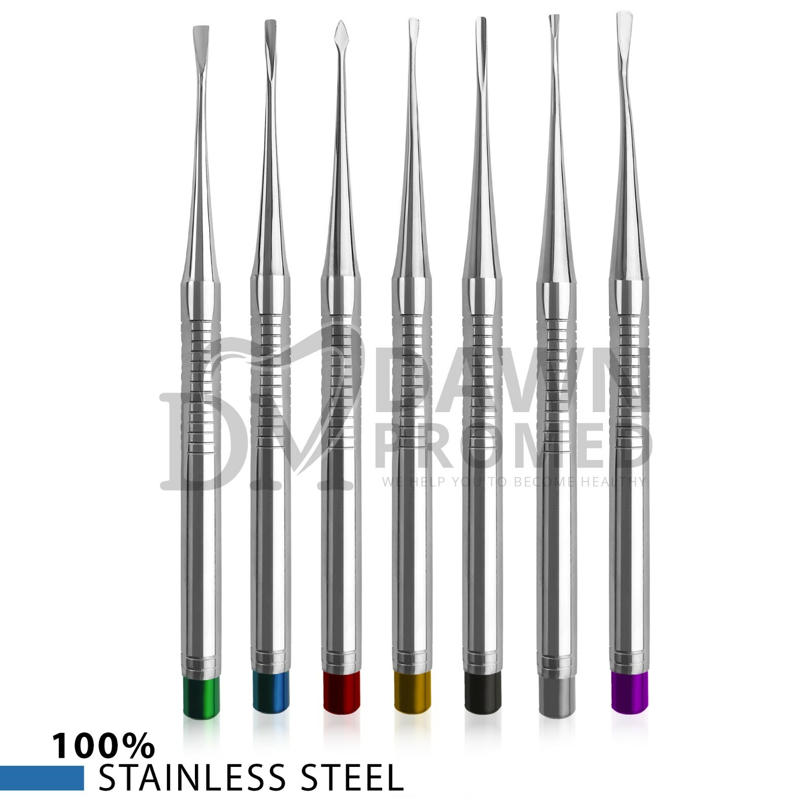 7 pcs Dental Proximators PDL Luxating Root Elevators Instrument Set Color Handle