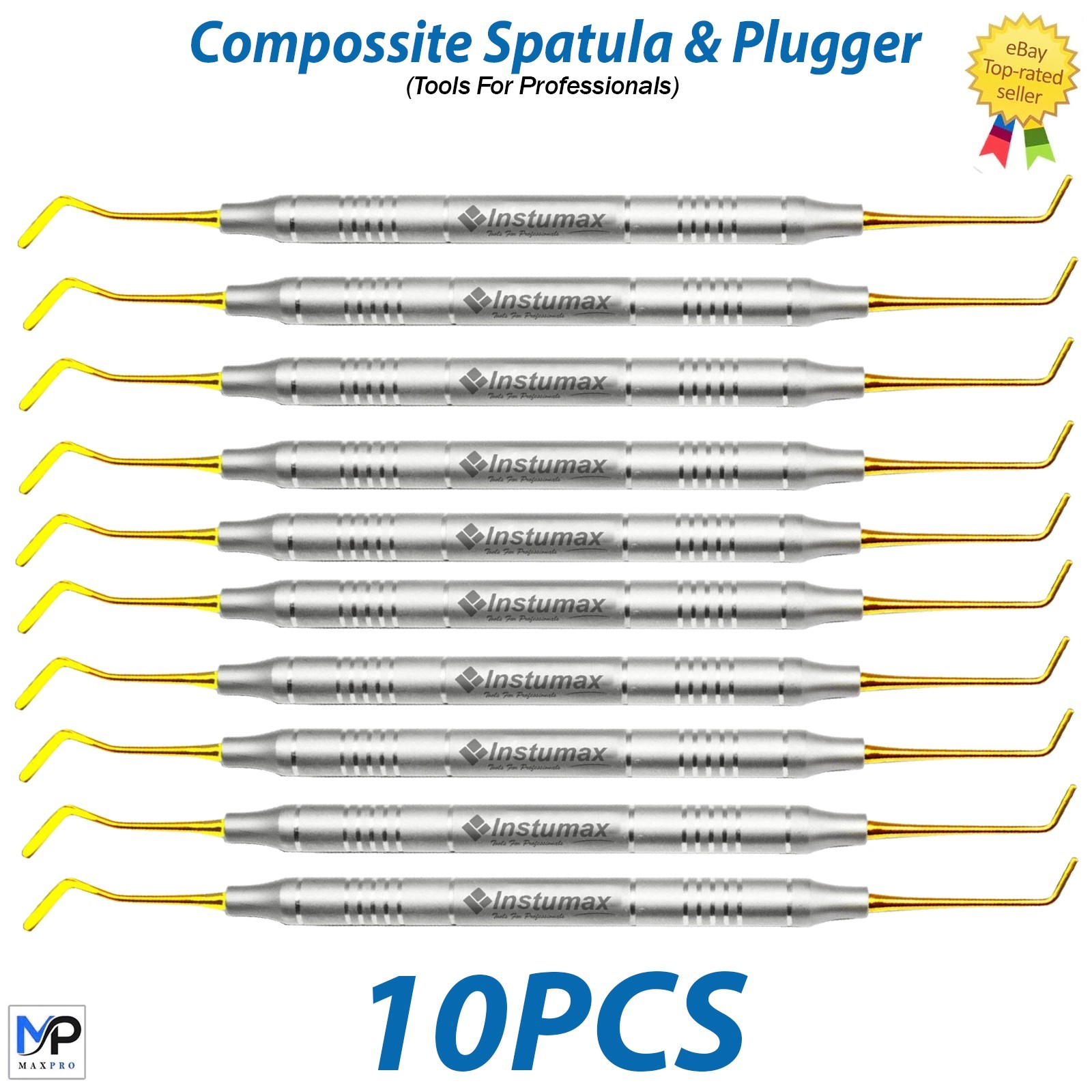 Composite Spatula Plugger with Gold Serrated Titanium Tips Dental Filling Tools