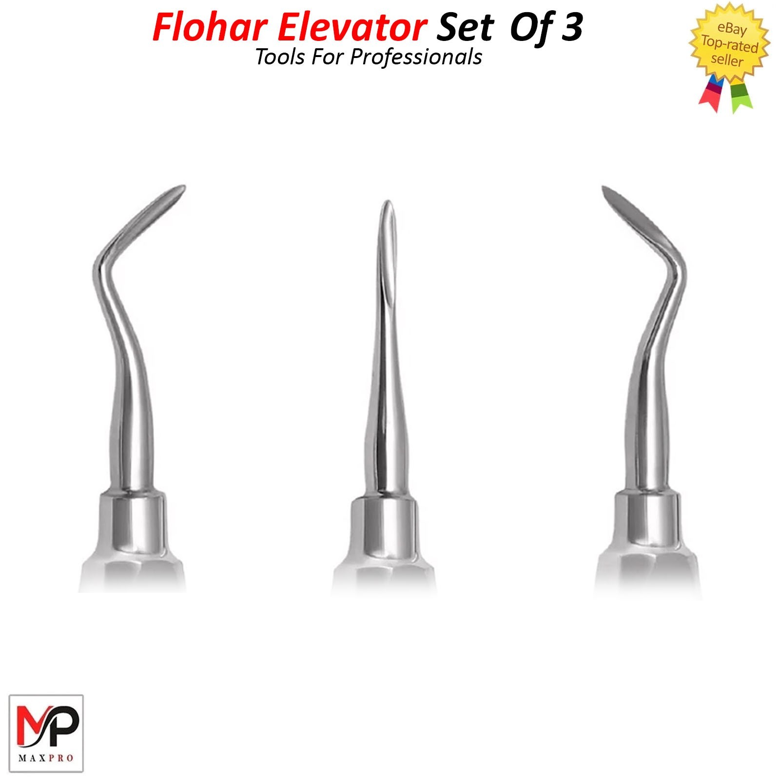 Dental Flohar Root Elevators set of 3 Pcs Oral Surgery PDL Picker Instumax