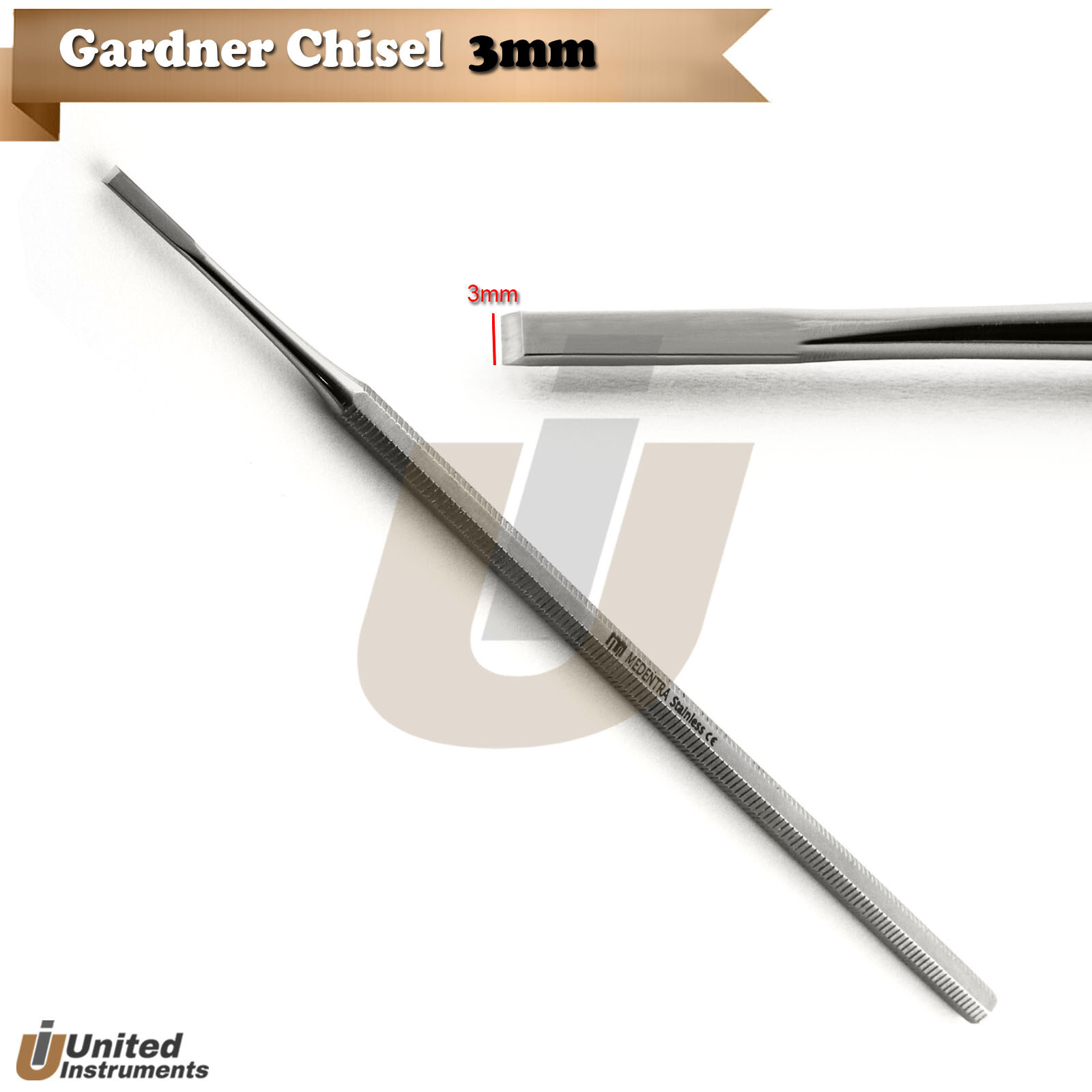 Dental Gardner Chisel 3mm Bevel Edge Implant Bone Reshaping Contouring