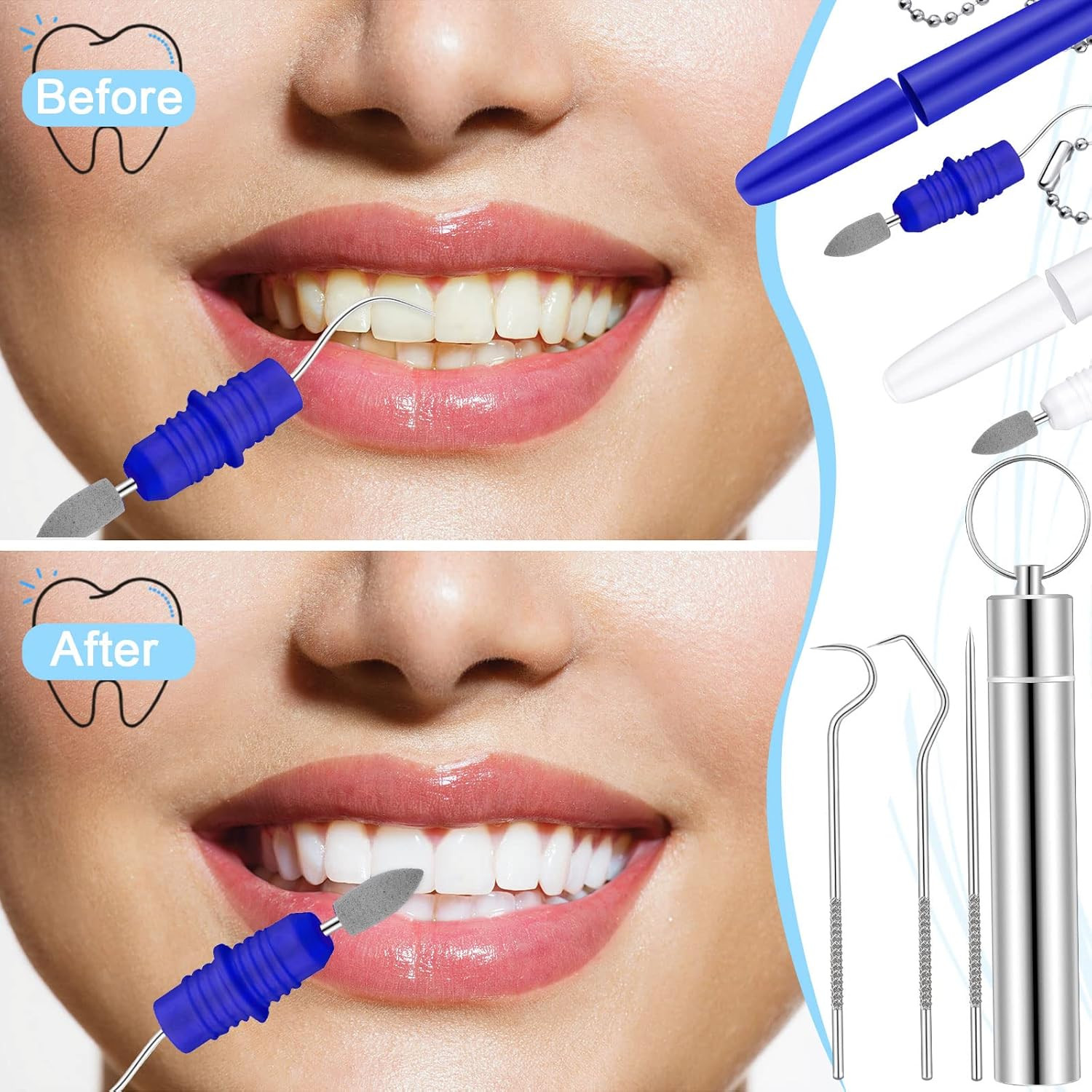 5 piezas herramientas dentales acero inoxidable raspador dental con estuche