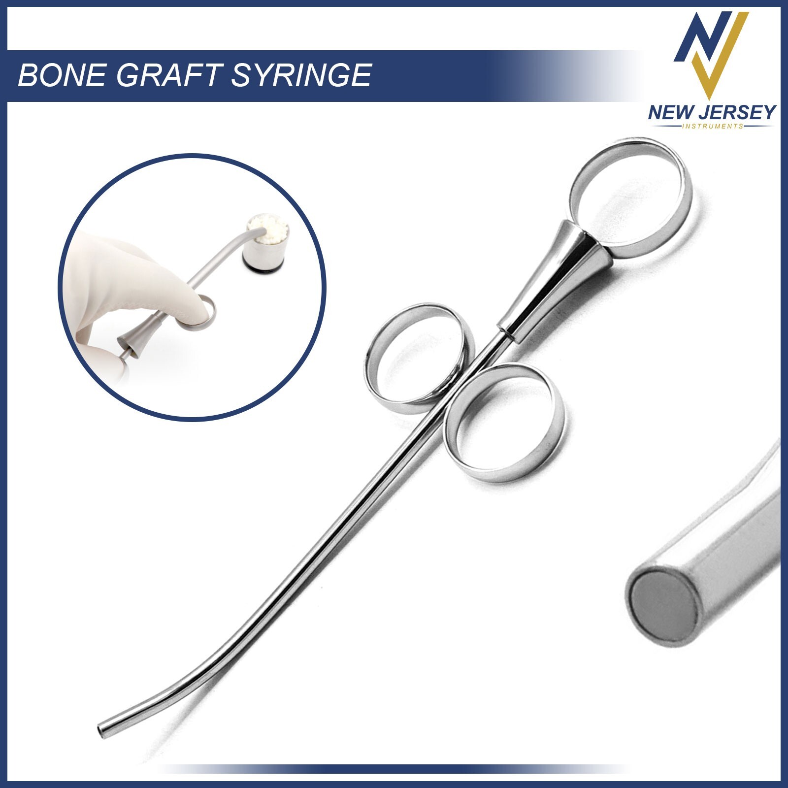 Dental Bone Grafting Syringe Curved Dentist Surgical Implant Instruments CE
