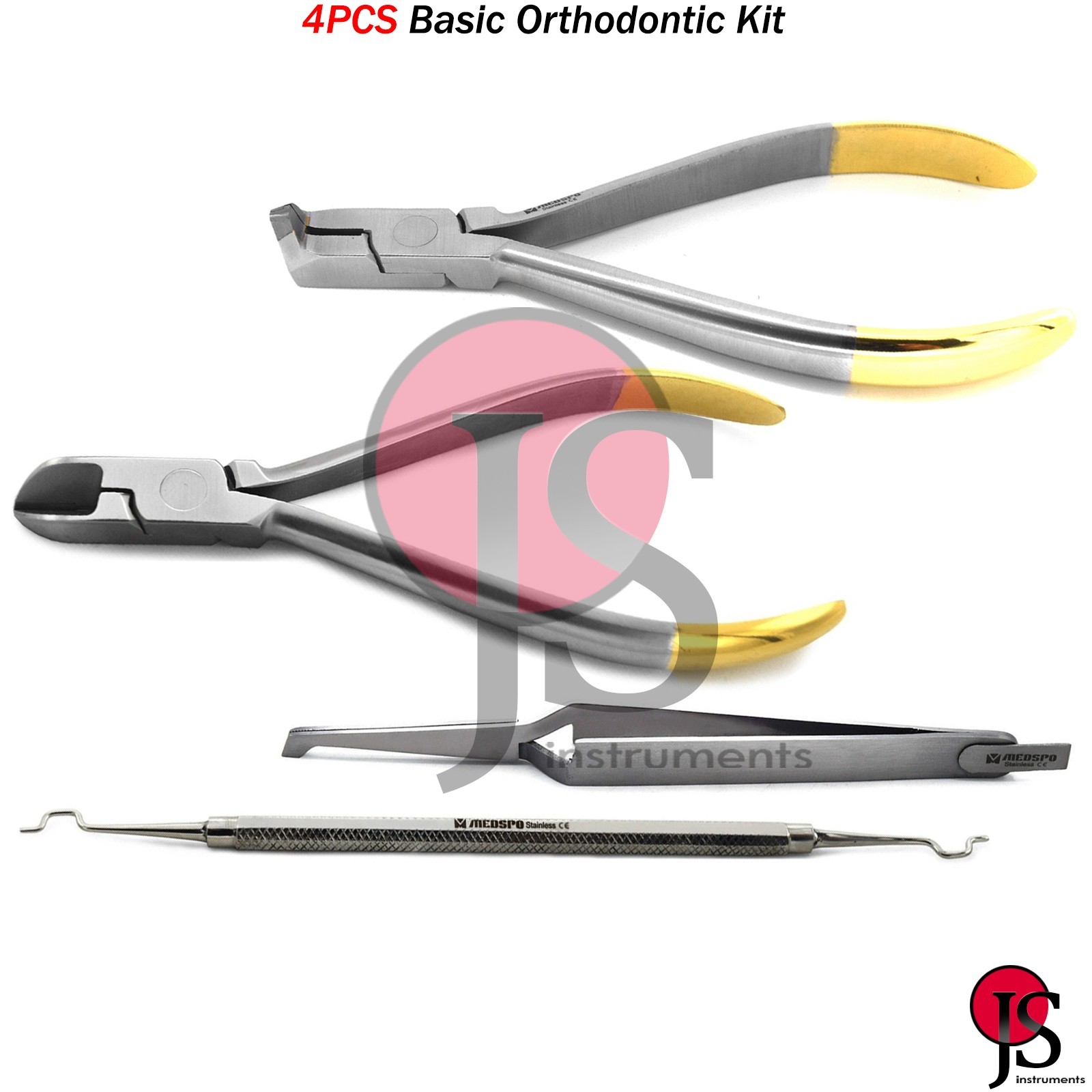 Basic Orthodontic Kit Distal End Wire Cutter Braces Bracket Holding Tweezers X4