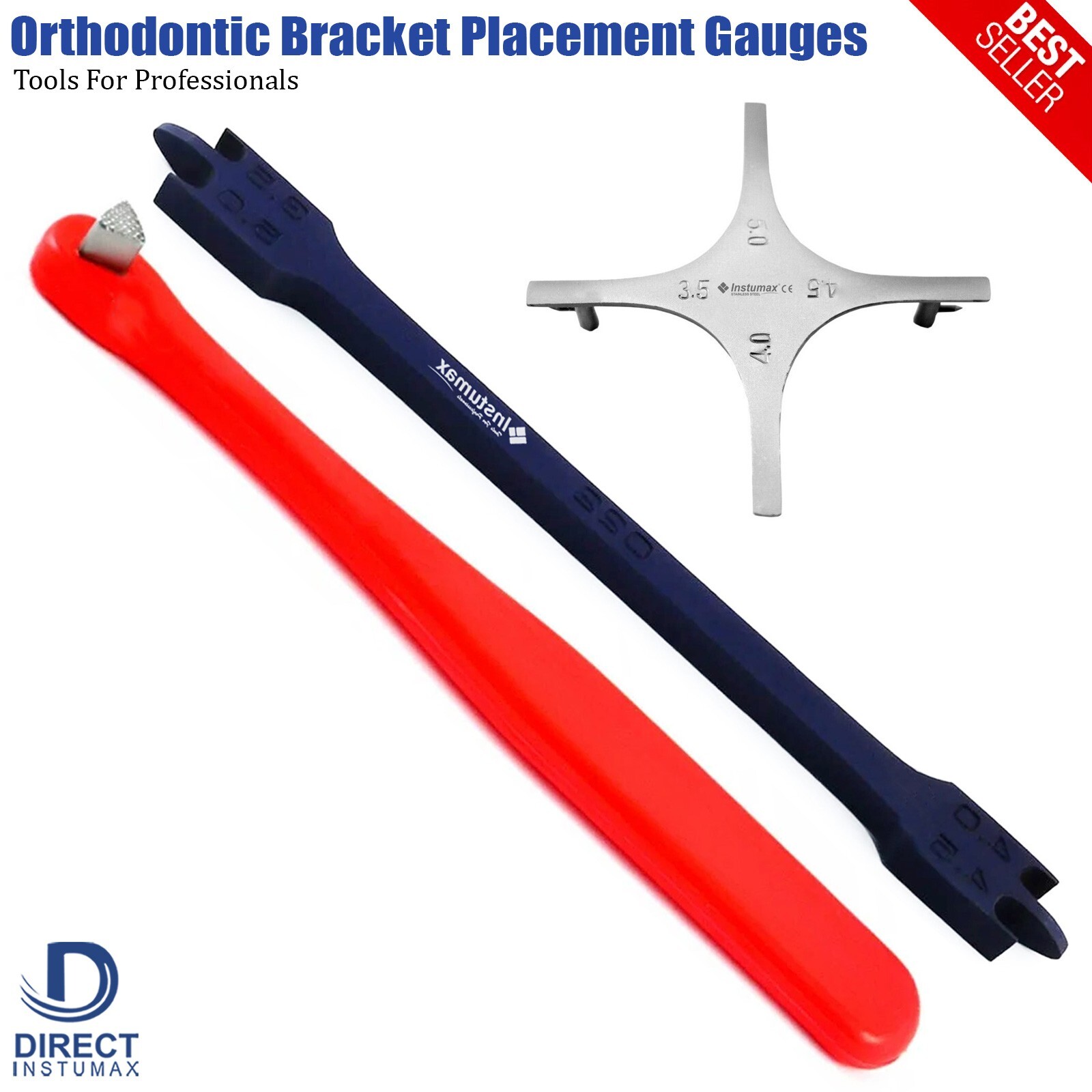 Dental Ortho Positioning Tool Set Bracket Height Gauge + Star Gauge + Bite Stick
