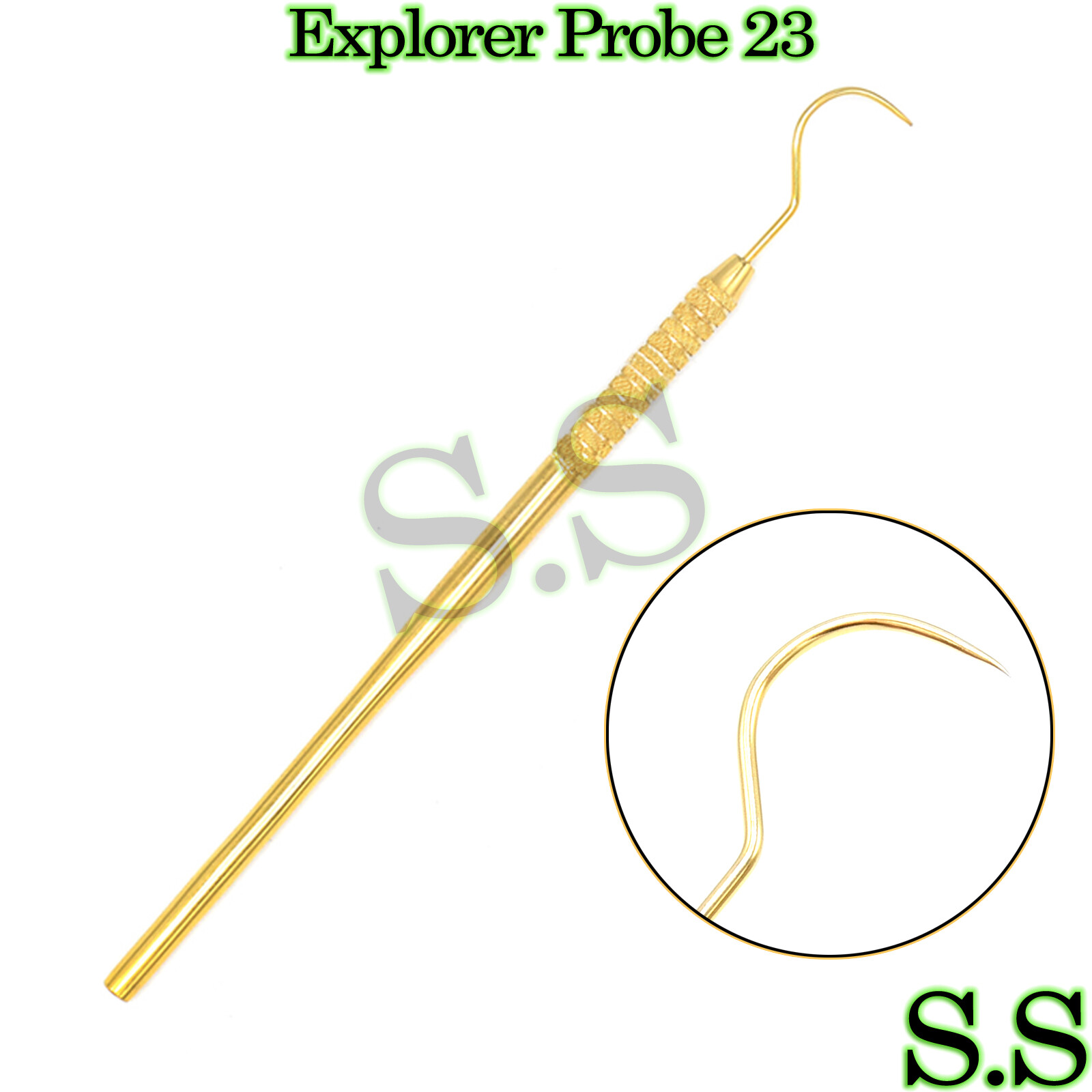 Dentist Explorer 23 Tartar Remover Pick Probe Gold Coated Endodontic Dental Tool
