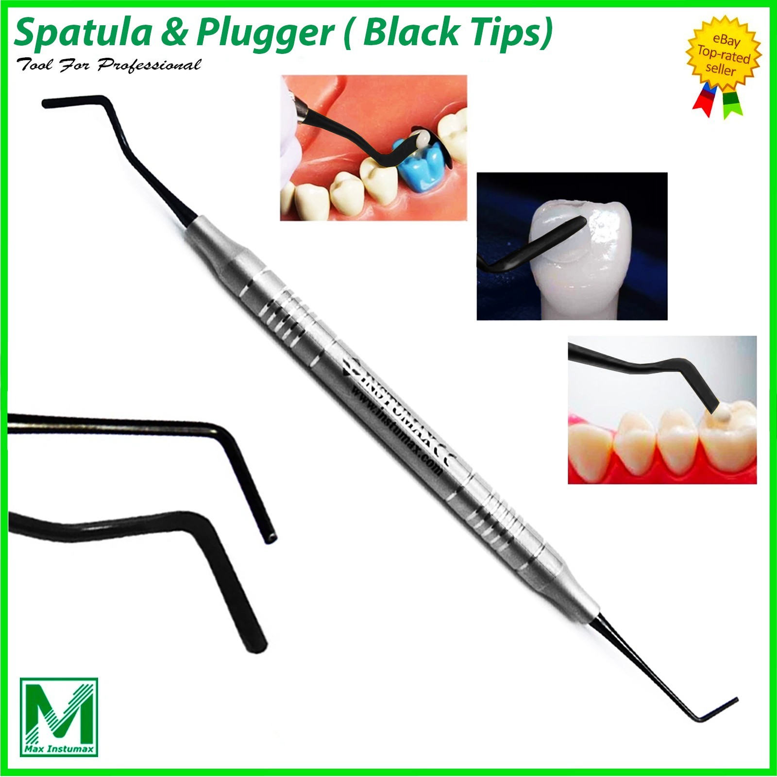 Espátula y Plugger Dentales – Condensador para Resina, Punta Titanio Negra