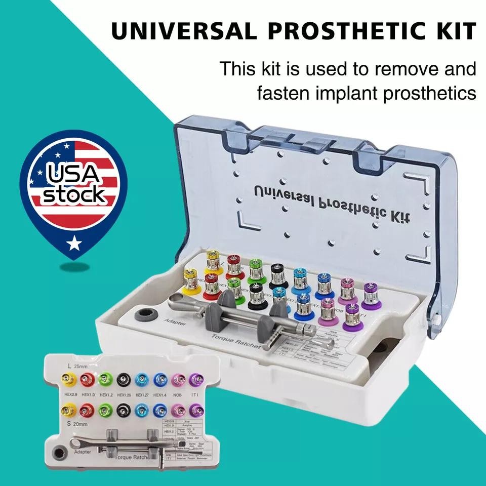 Dental Torque Wrench Universal Implant Kit Wrench with 16 Drivers w/ 15-70N.cm