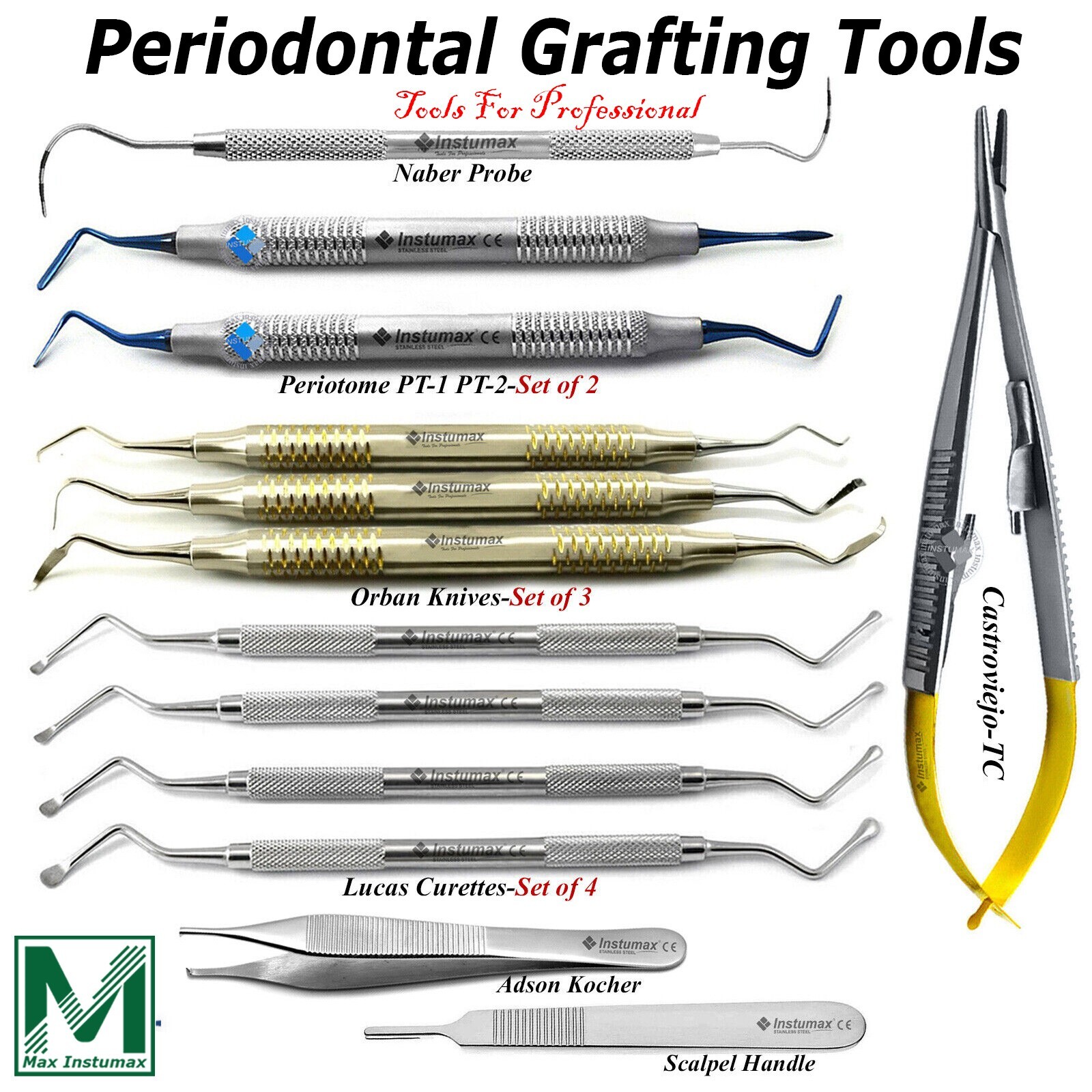 PERIODONTAL GUM GRAFT GINGIVAL TISSUE SURGERY DENTAL TUNNELING INSTRUMENTS