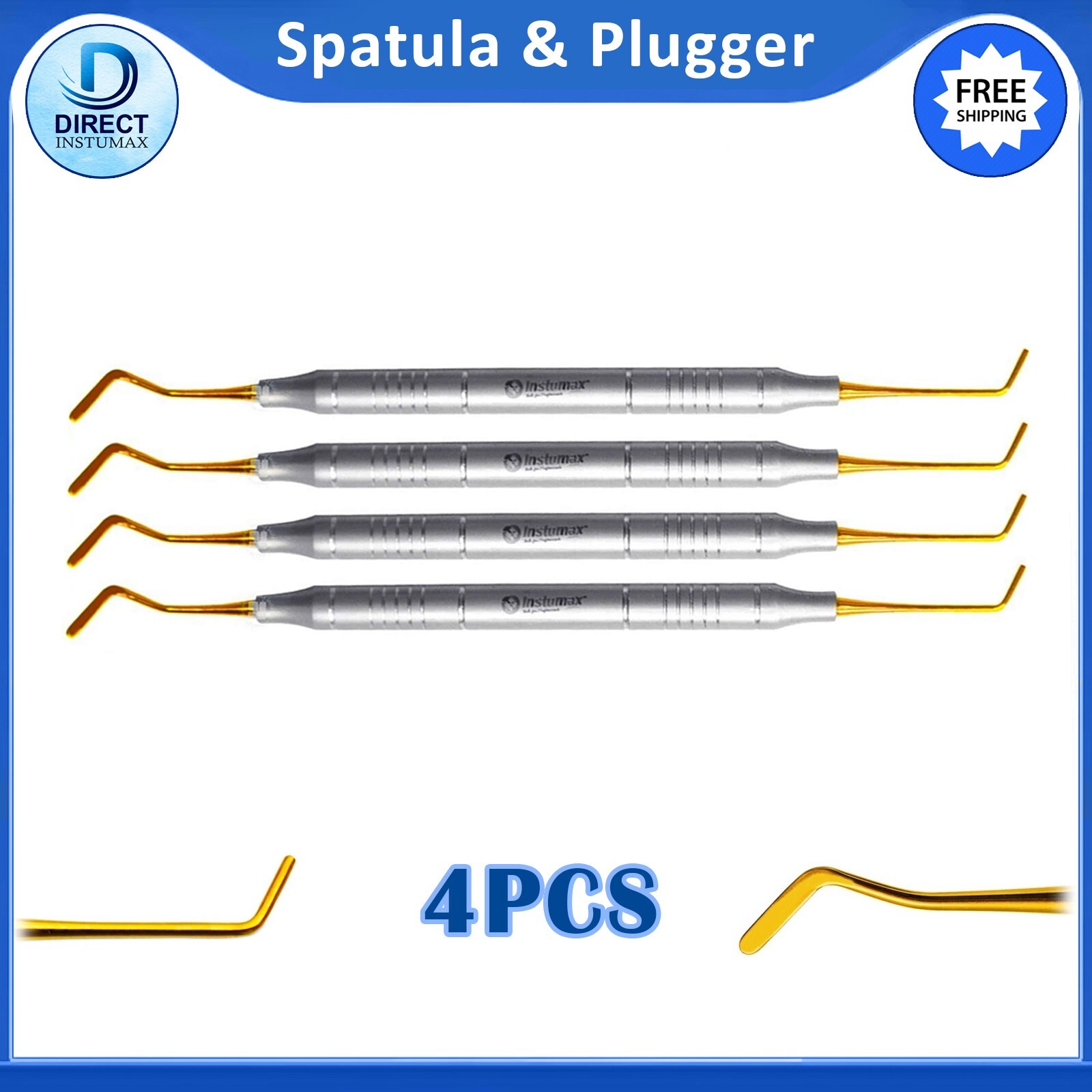 Dental Composite Filling Instruments Spatula & Plugger Titanium Gold Tips Set